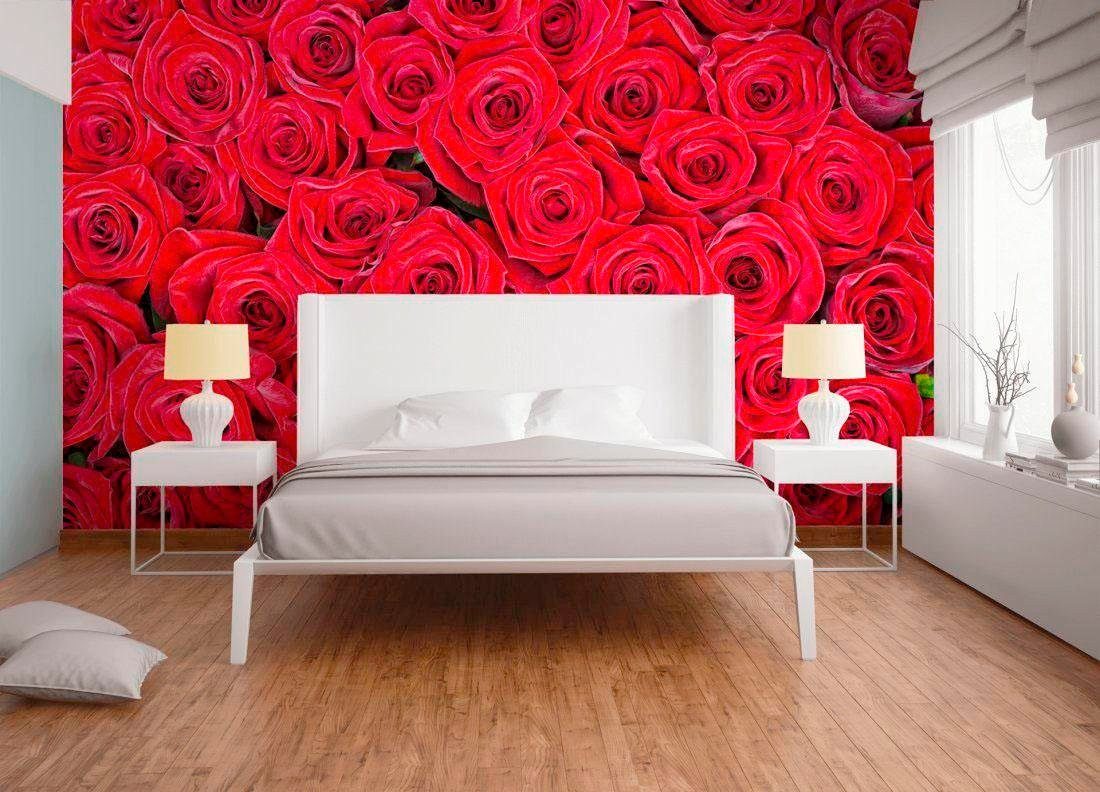 living walls Fototapete rote Rosen, St), glatt, (1 Wand, Vlies, Schräge