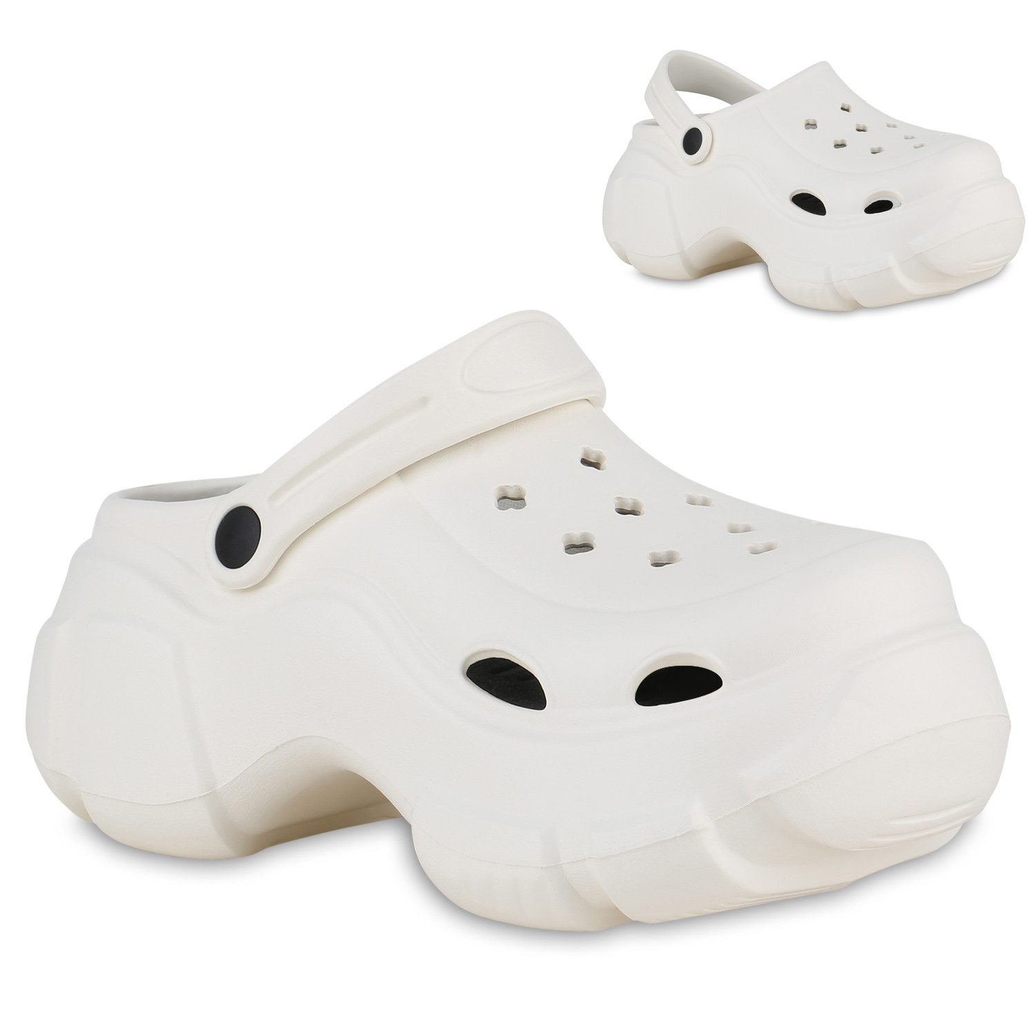 VAN HILL 841112 Plateausandaletten Damen Plateau Sandaletten Cut-Outs Profil-Sohle Plateau-