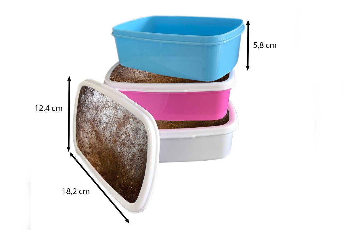 Mädchen, MuchoWow Brotdose für Rost Brotbox Kunststoff, (2-tlg), rosa Kunststoff Metall, - Erwachsene, - Kinder, Silber Snackbox, Lunchbox