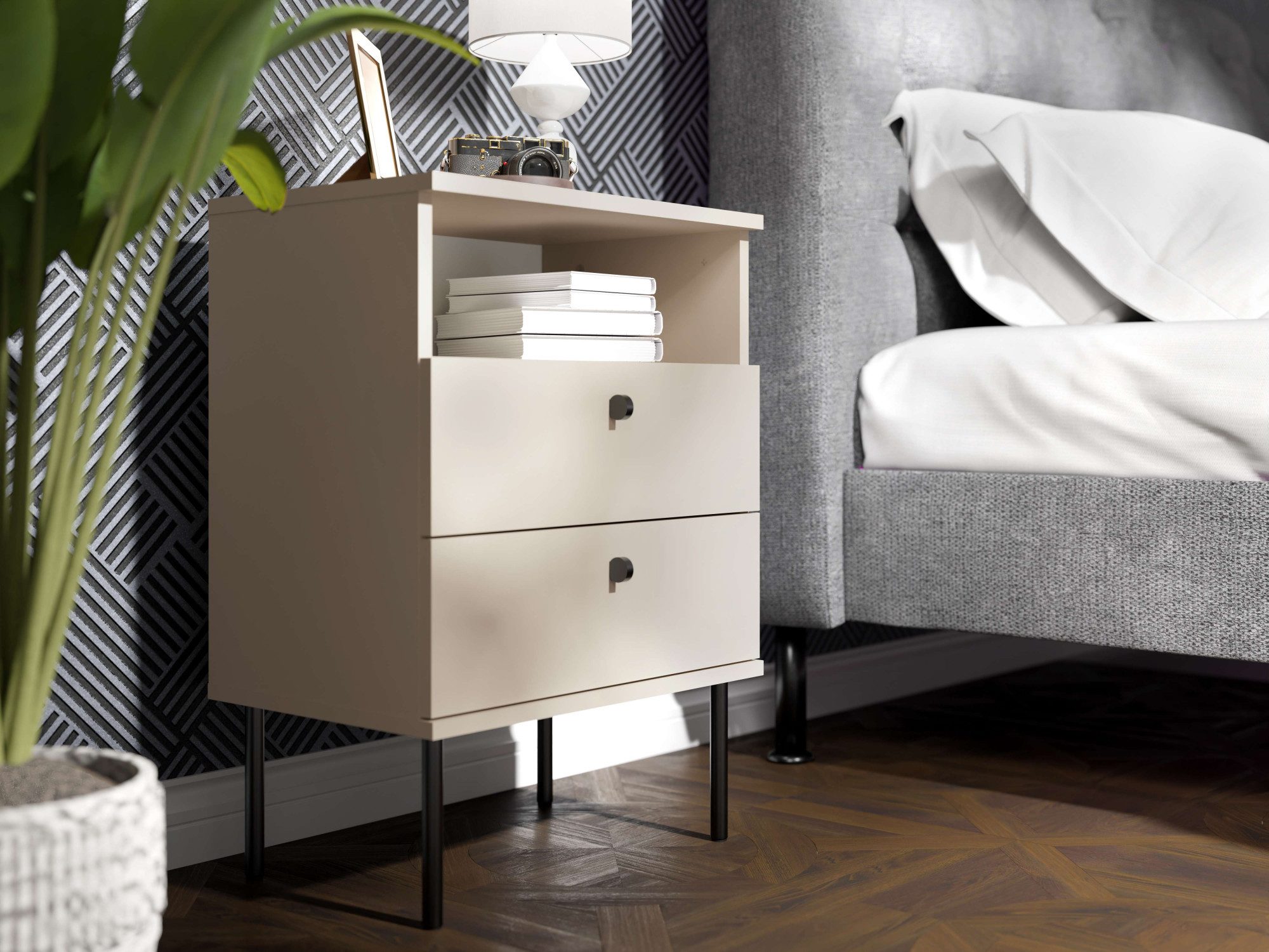 Home affaire Nachttisch Elyria, Metallgriffe, FSC-zertifizierter Holzwerkst günstig online kaufen