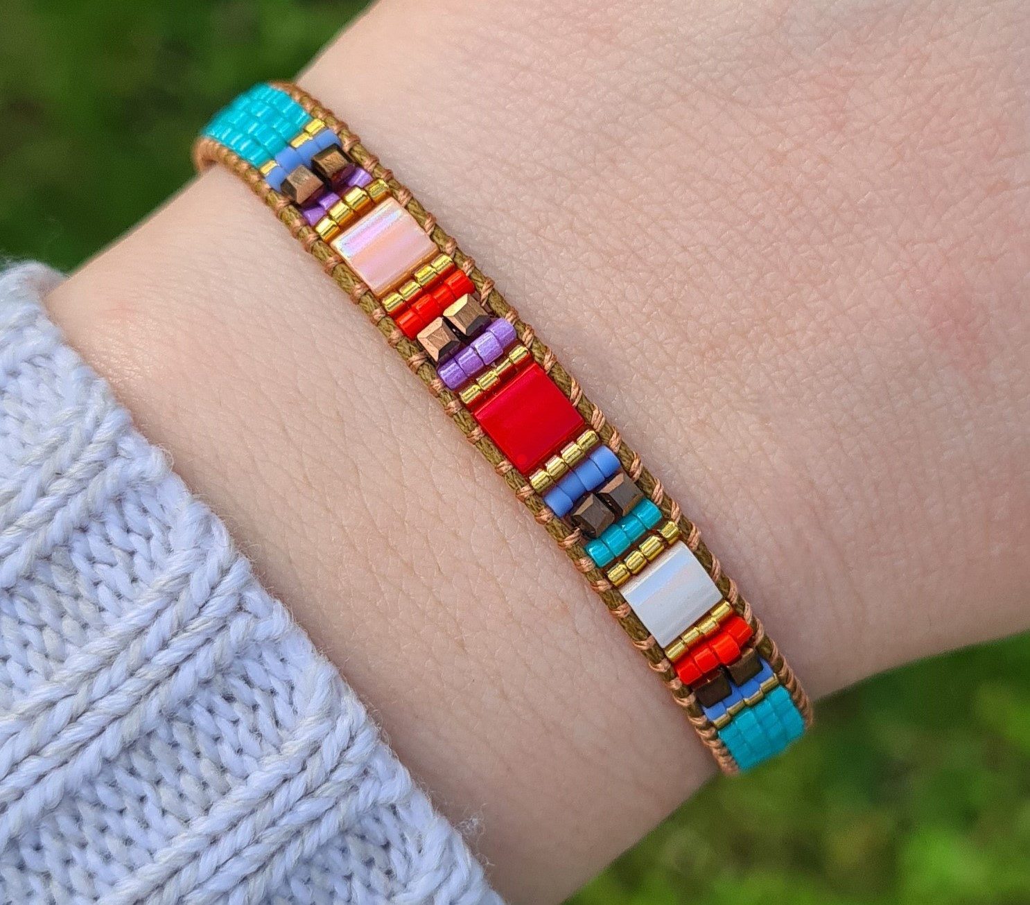 NAHLE Armband Geflochtenes Miyuki Perlenarmband Boho Surfer Armband (1-tlg., inkl. Schmuckbox)