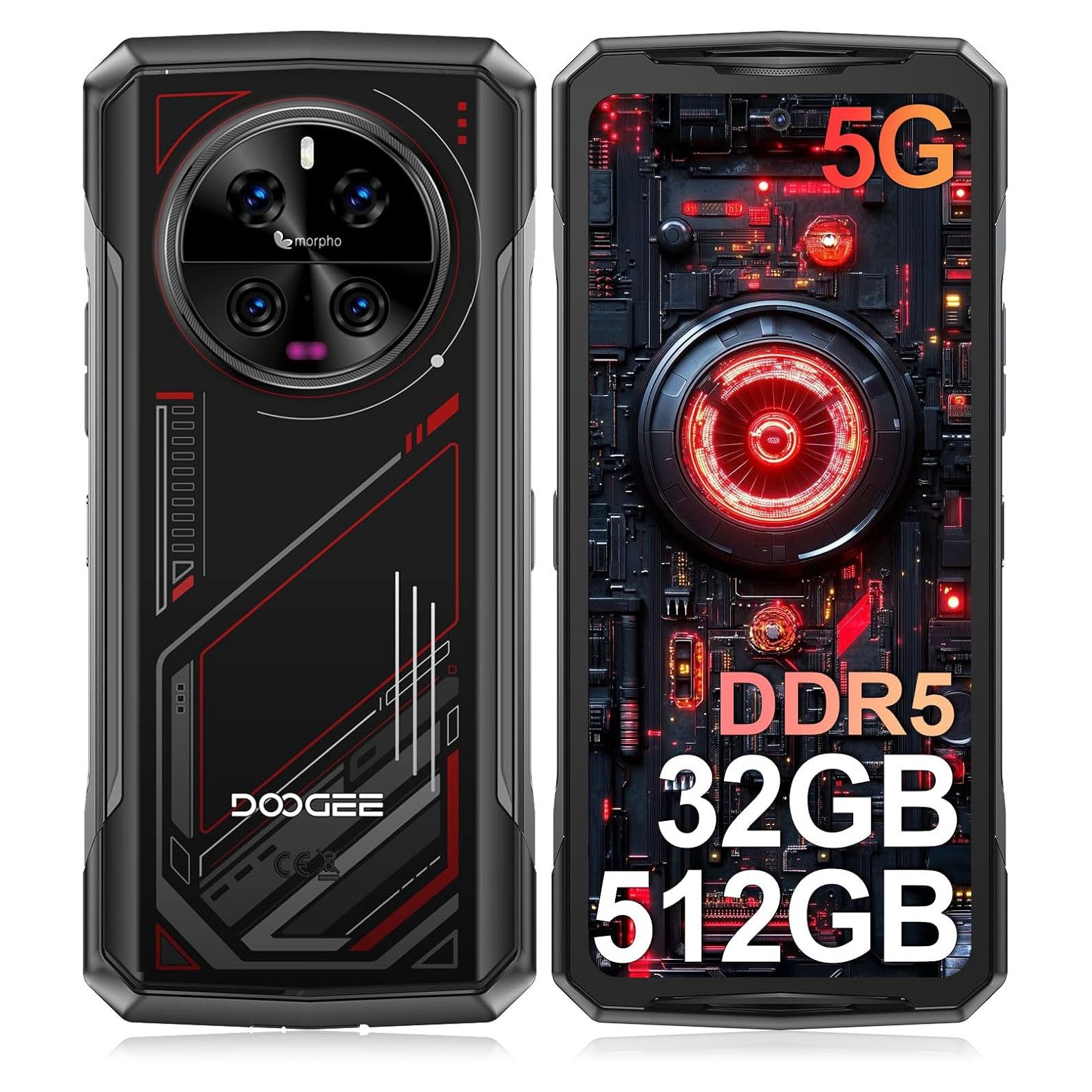 DOOGEE V40 5G Android 14, 12GB RAM + 512GB ROM Outdoor Smartphone (6.78 Zoll, 512 GB Speicherplatz, 108 MP Kamera, 120Hz, 108MP, 8680mAh Rugged Baustellenhandy, IP68/NFC/Face ID)