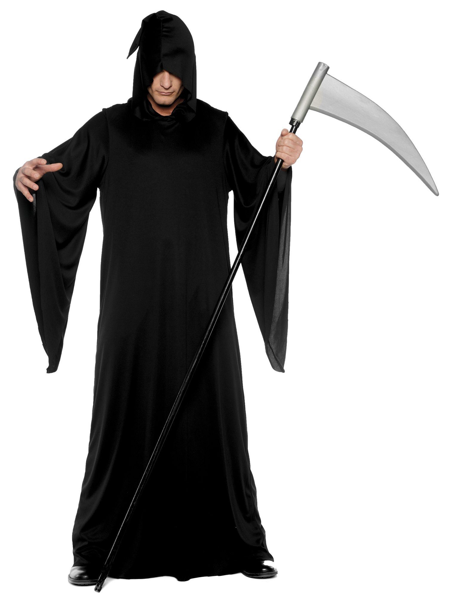 Underwraps Kostüm Schwarzer Schnitter Kostüm, Kapuzenrobe für Geister, Gespenster und dem Tod höchstpersönlich