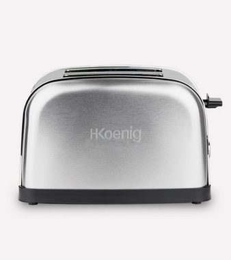 H.Koenig Toaster Edelstahl 2-Scheiben Toastautomat, 2 kurze Schlitze, 850 W, herausnehmbare Krümelschublade, beleuchtete Bedientasten