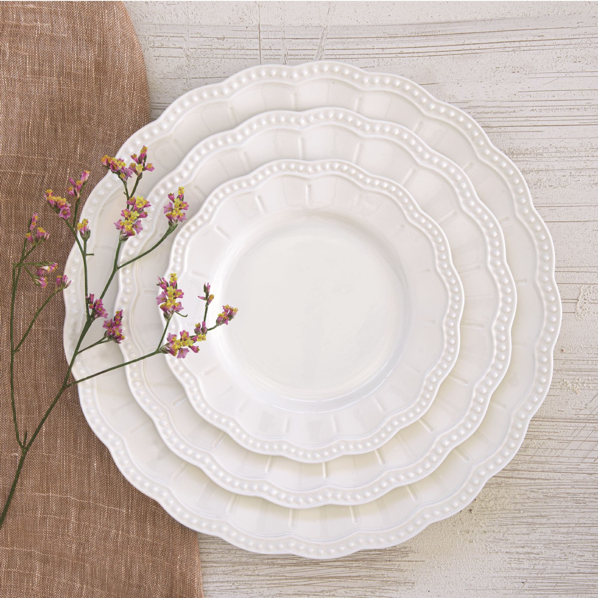 EasyLife Kuchenteller Elite, Spülmaschinengeeignet, Weiß, Motiv: Wellen