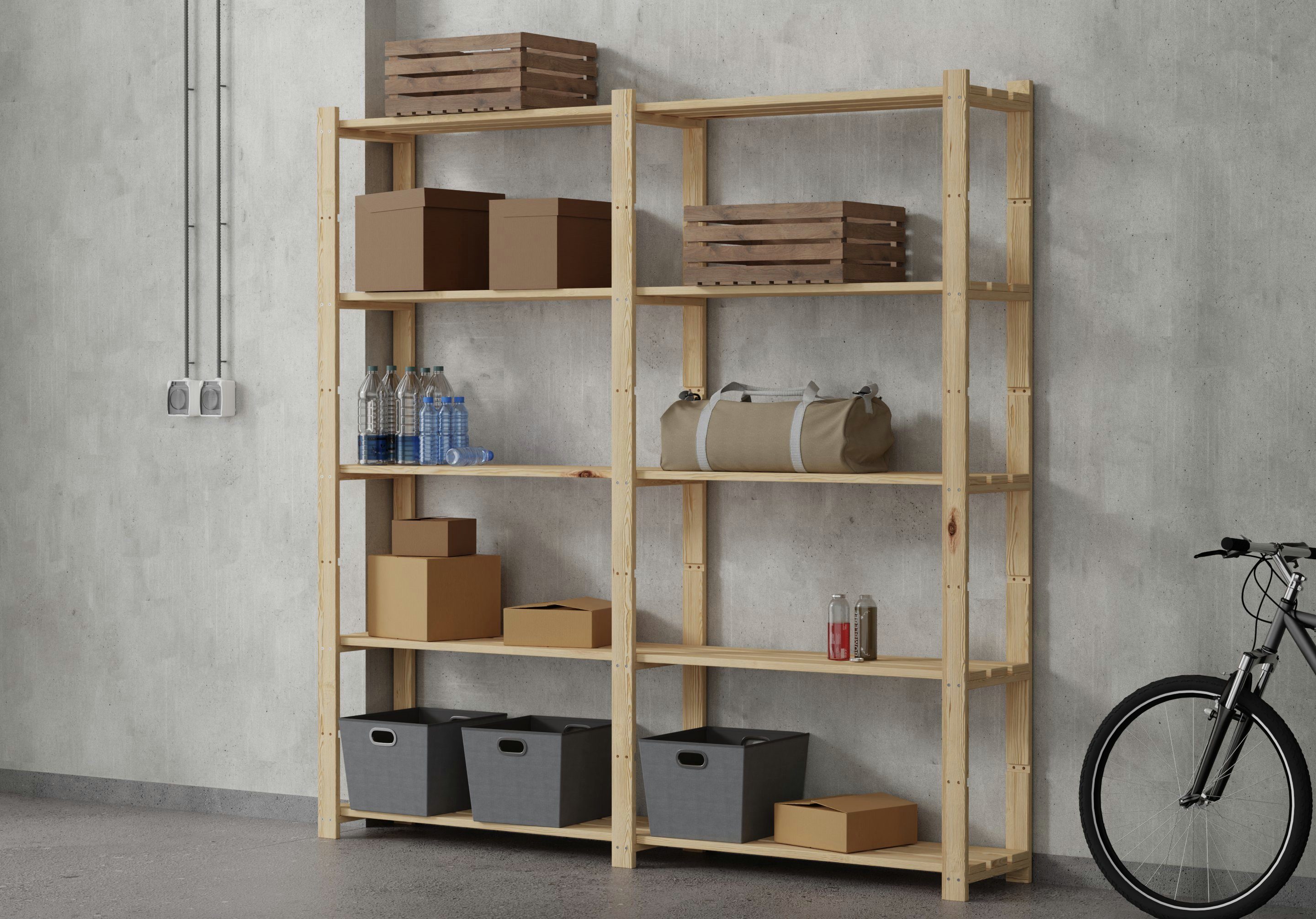 Lenmar Bücherregal Lenmar HOLZREGAL B Serie 5 BÖDEN BÜCHERREGAL KELLERREGAL