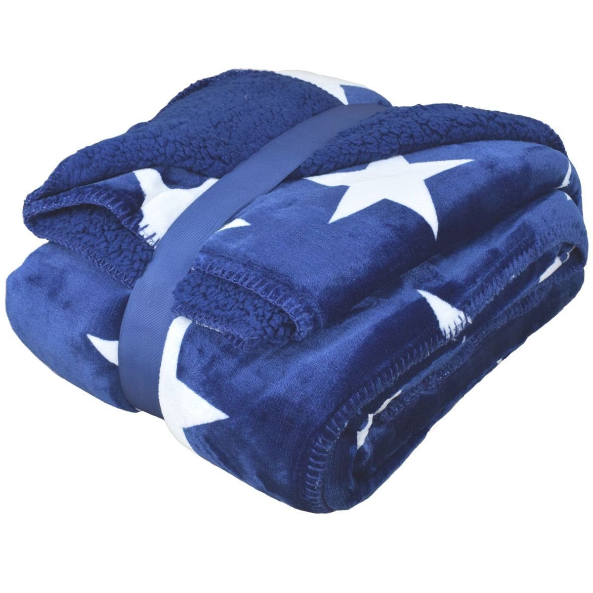 Wohndecke Kuscheldecke mit Flanell und Sherpa 150x200cm mit Sternen in 3 Fa günstig online kaufen