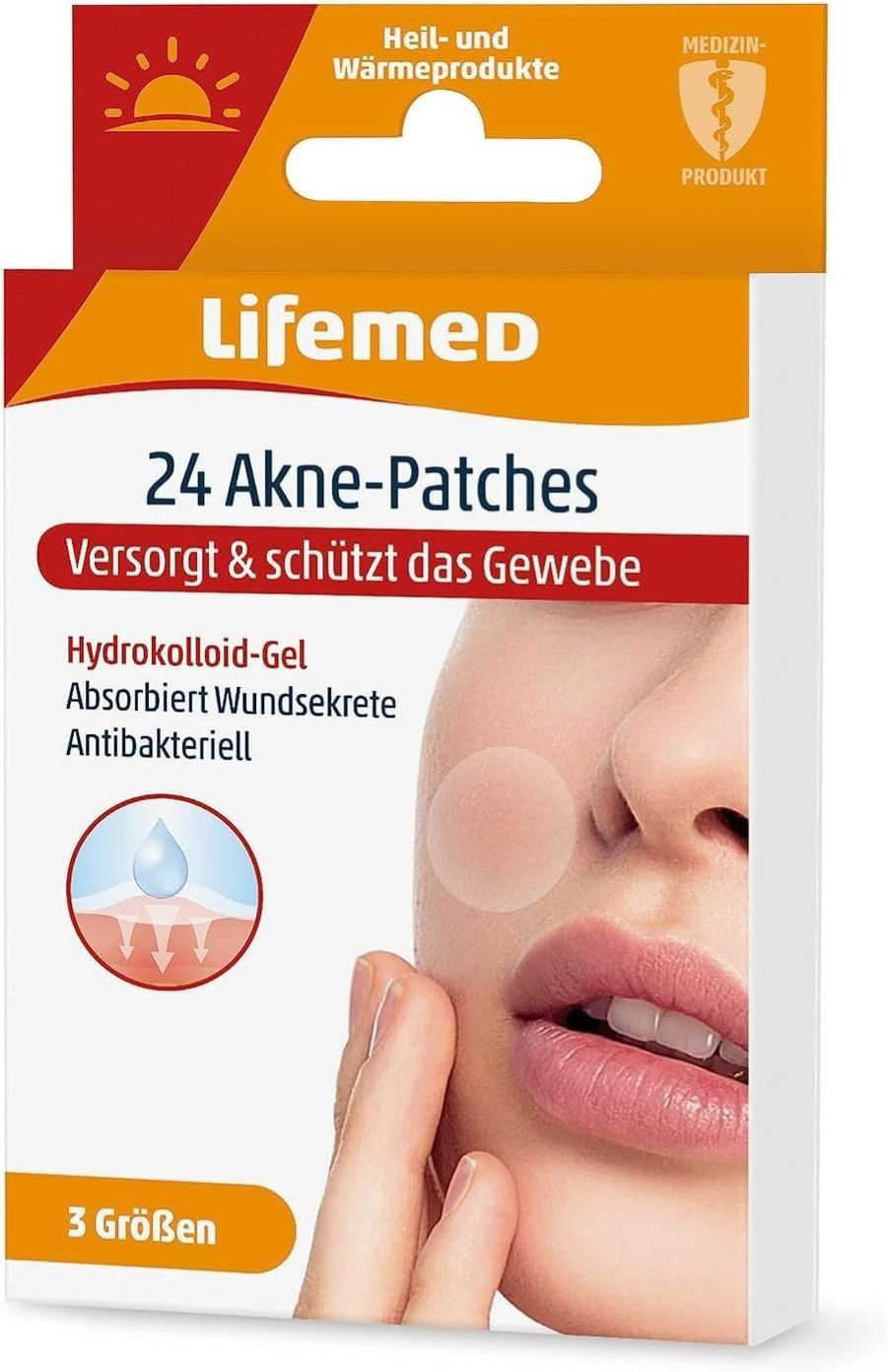LifeMed Anti-Pickel-Pflaster Anti-Pickel Akne-Pflaster mit Hydrokolloid, gegen Mitesser, Latexfrei (24 St)