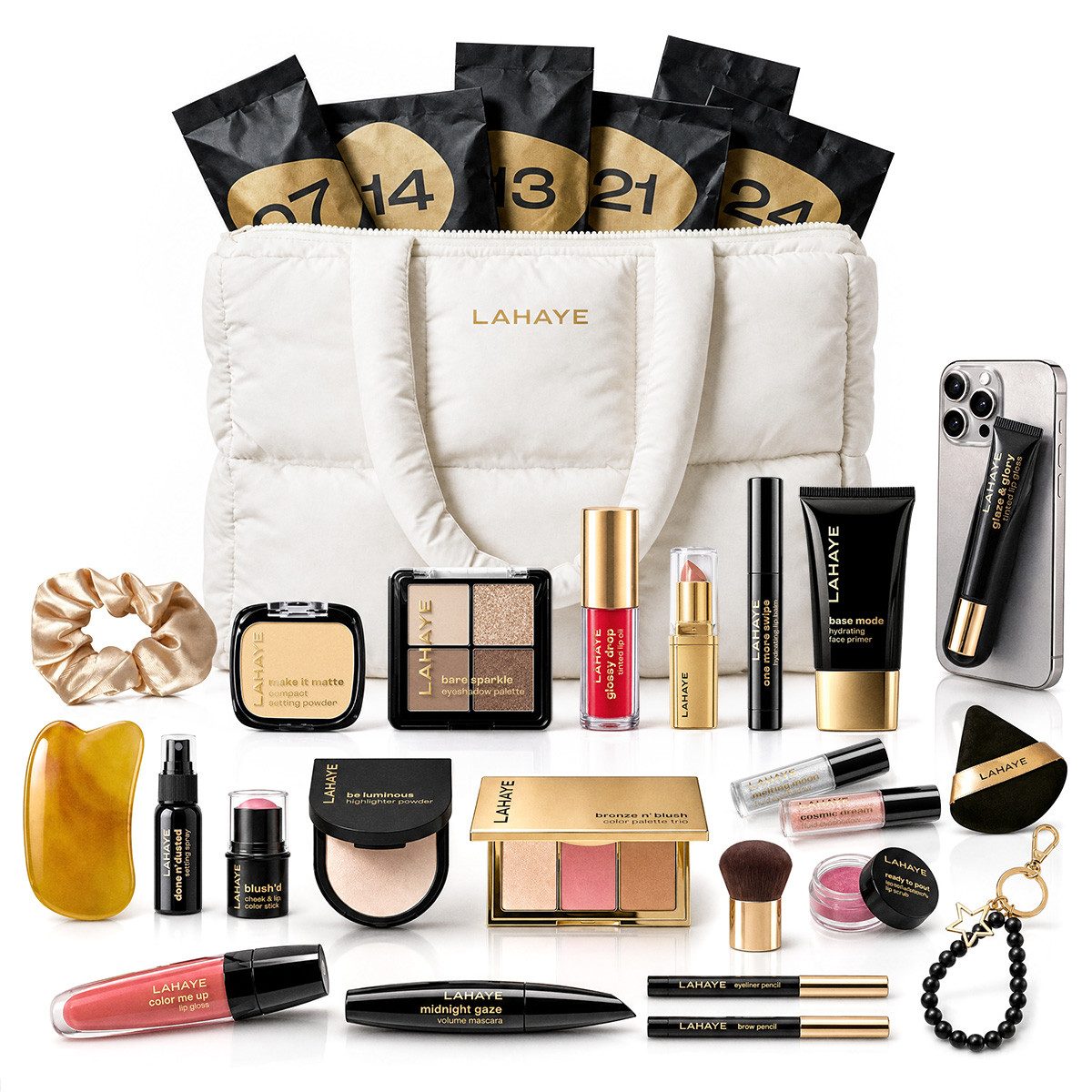 LAHAYE Adventskalender Beauty 2026 "beautifully you", Weiß (Set), 24 Make-up & Beauty Überraschungen, in einer Bubble Bag