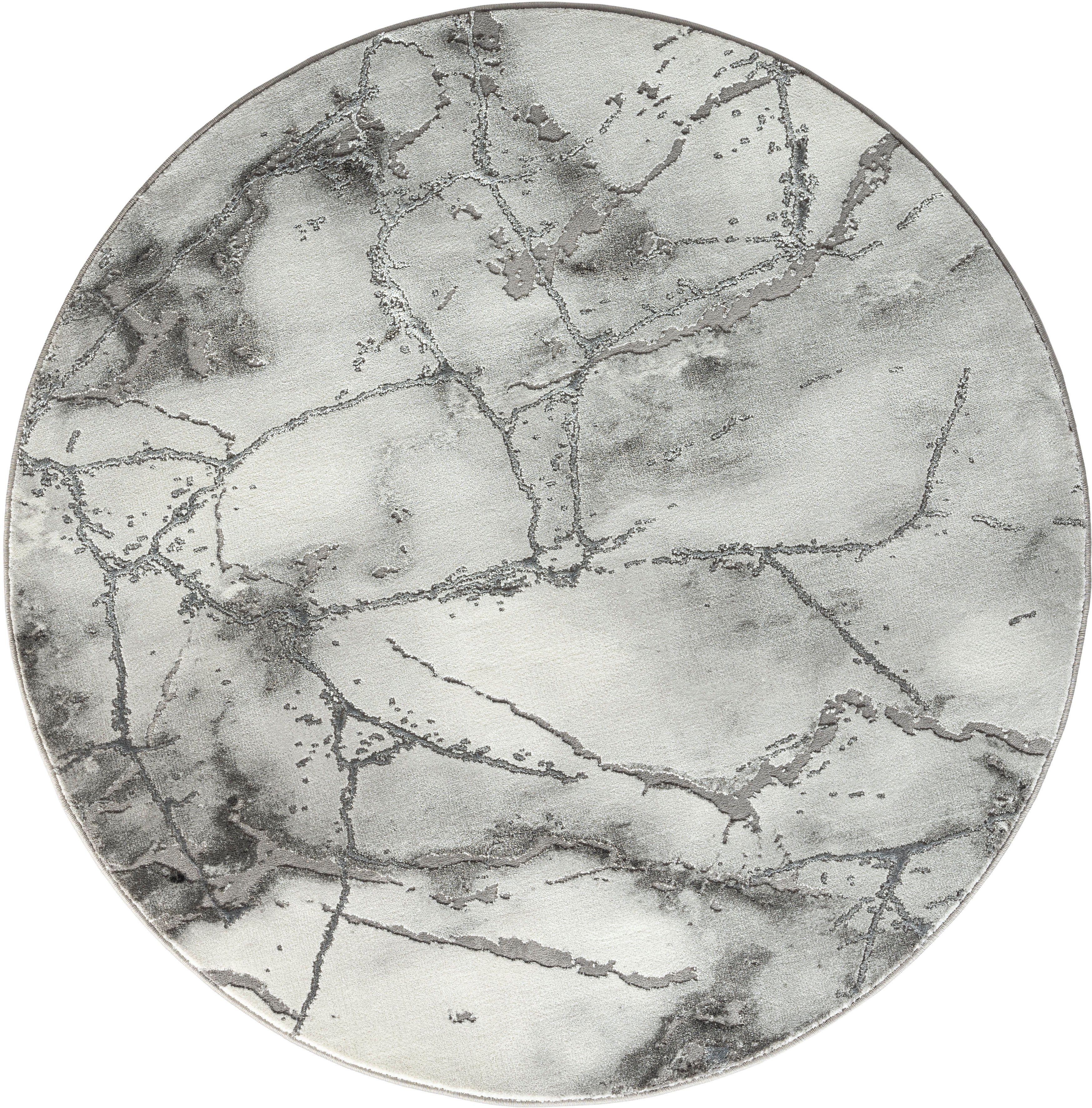 OTTO home Teppich Juliet, rund, Höhe: 12 mm, modernes Marmor-Design, Kurzflor, pflegeleicht, weich