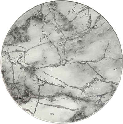 Teppich Juliet, Leonique, rund, Höhe: 12 mm, modernes Marmor-Design, Kurzflor, pflegeleicht, weich