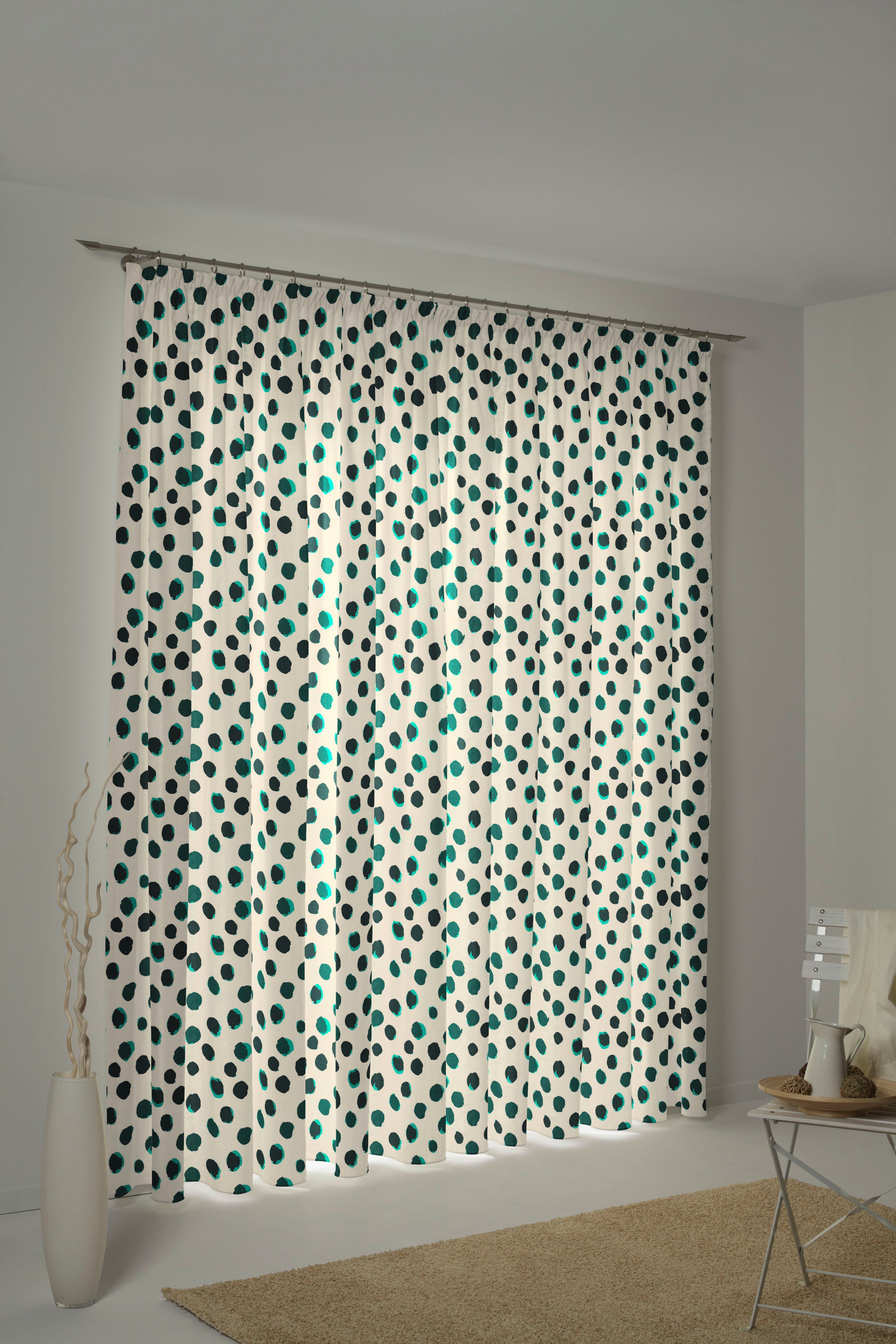 Vorhang Dots, Adam, Kräuselband Materialien Jacquard, (1 nachhaltige blickdicht, naturweiß/dunkelgrün St)