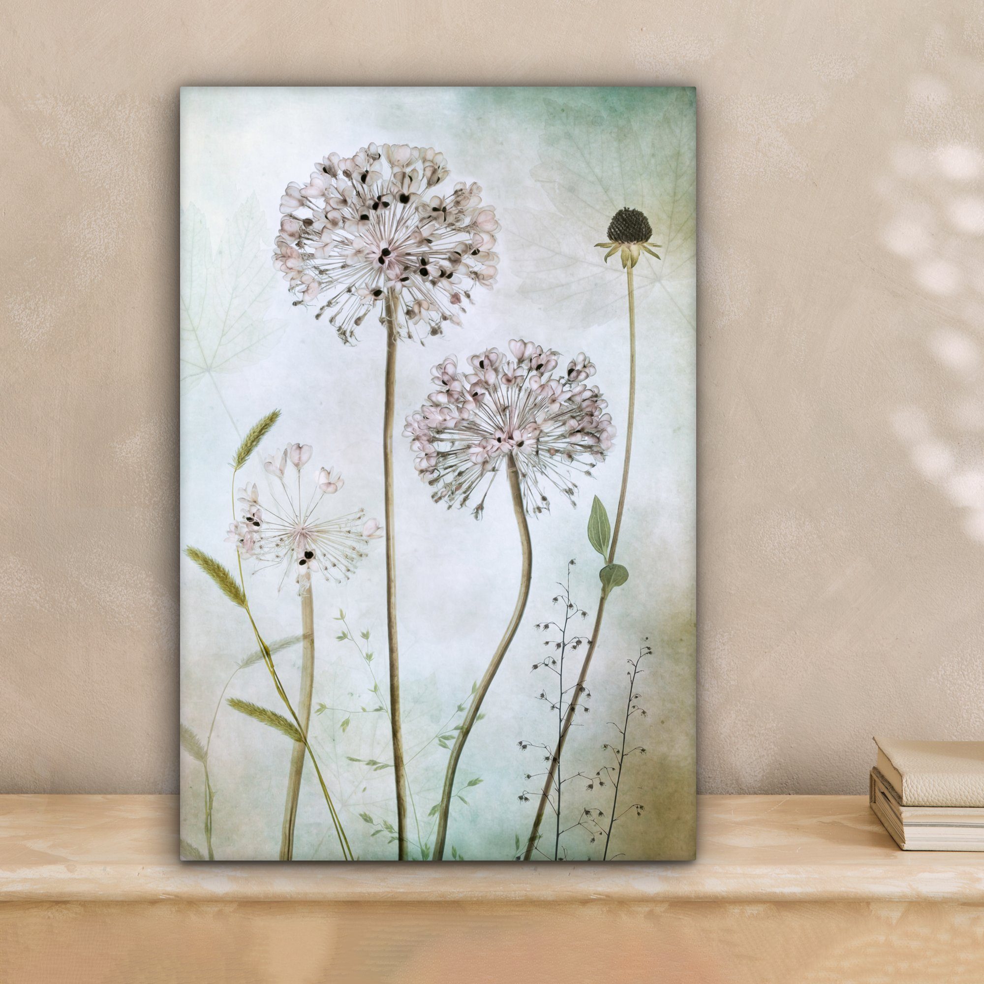 OneMillionCanvasses® Leinwandbild Blumen - Dekorative Zwiebel - Stilleben - Pflanzen, Fotodruck (1 St), Leinwand Canvas Wandbild, Wanddekoration 20x30 cm