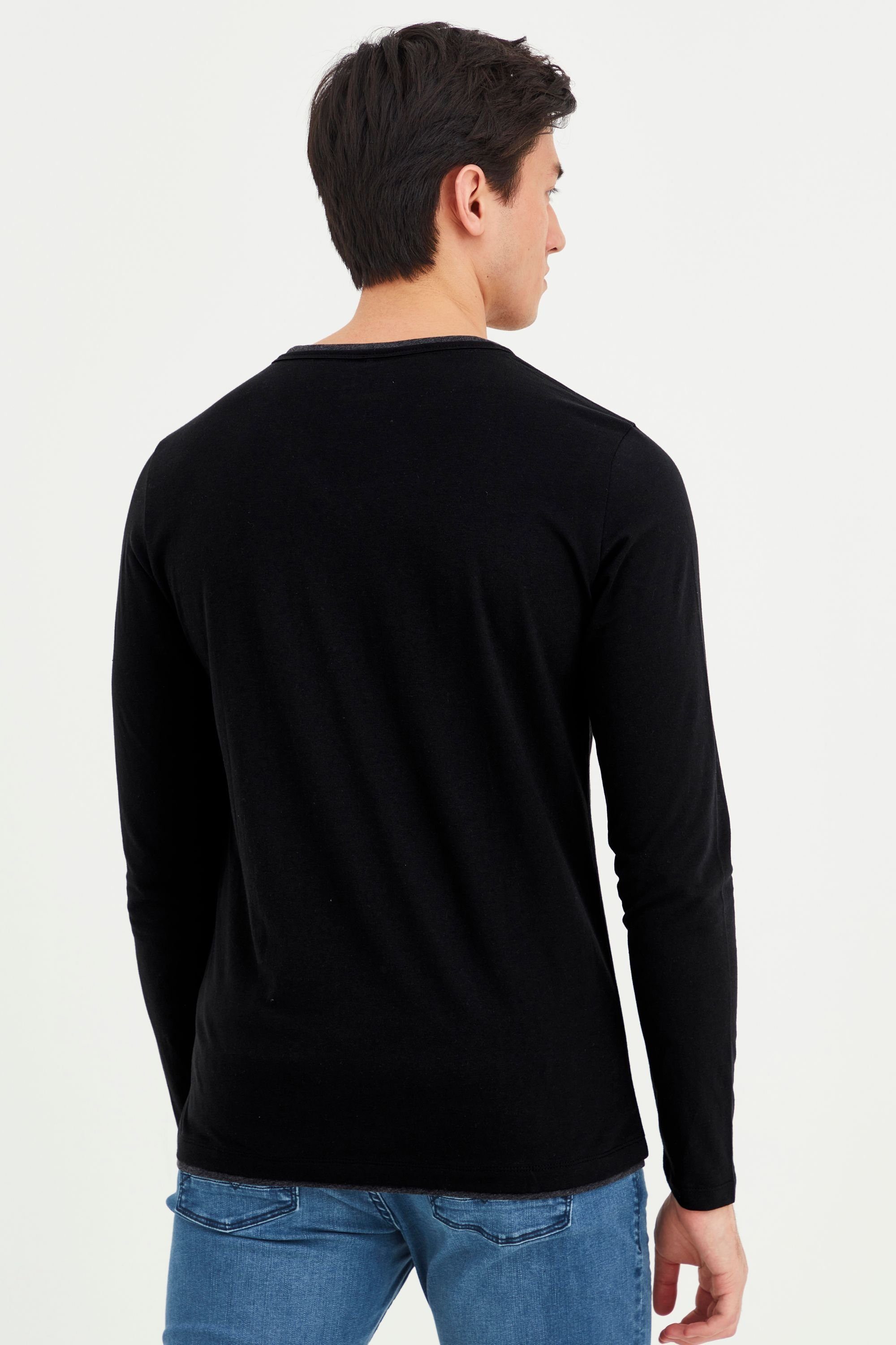 Blend Rundhalsshirt BHLeonas (1-tlg) Klassisches Langarmshirt mit Rundhalsausschnitt in Double-Layer-Optik