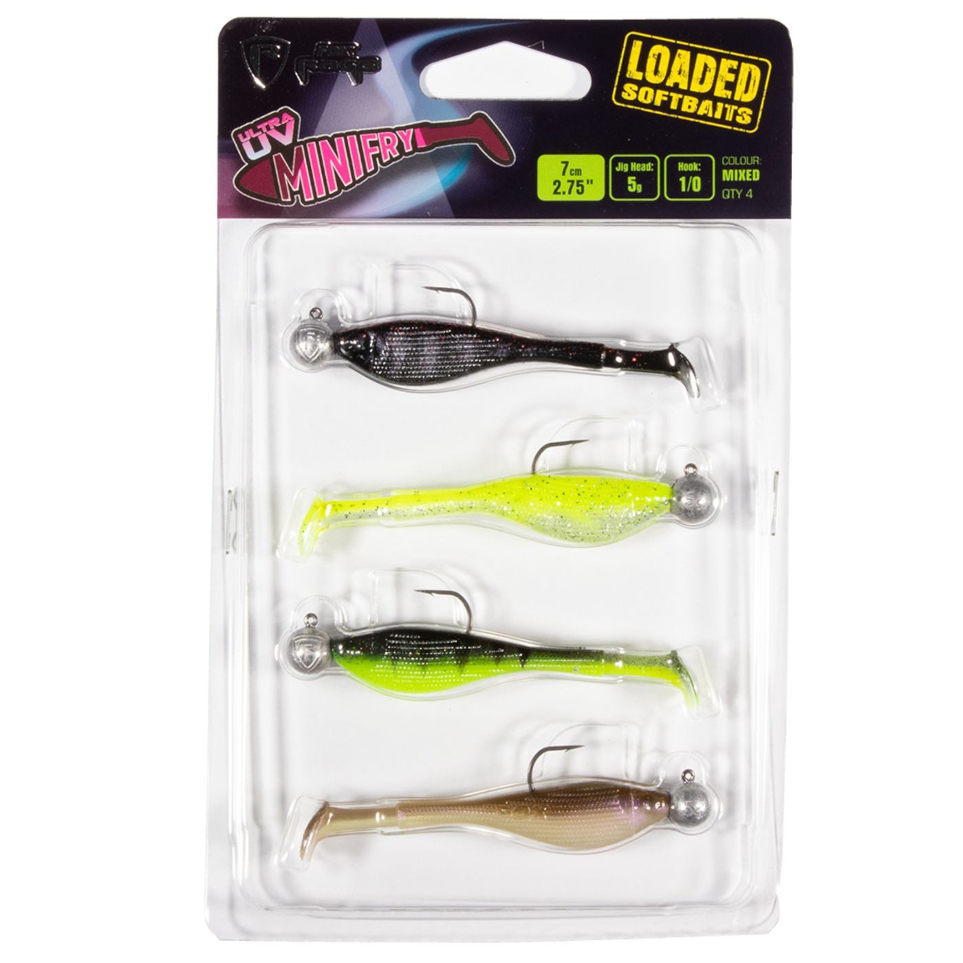 Fox Rage Kunstköder Fox Rage Mini Fry Mixed UV Loaded 7cm 5g - 4 Gummifische