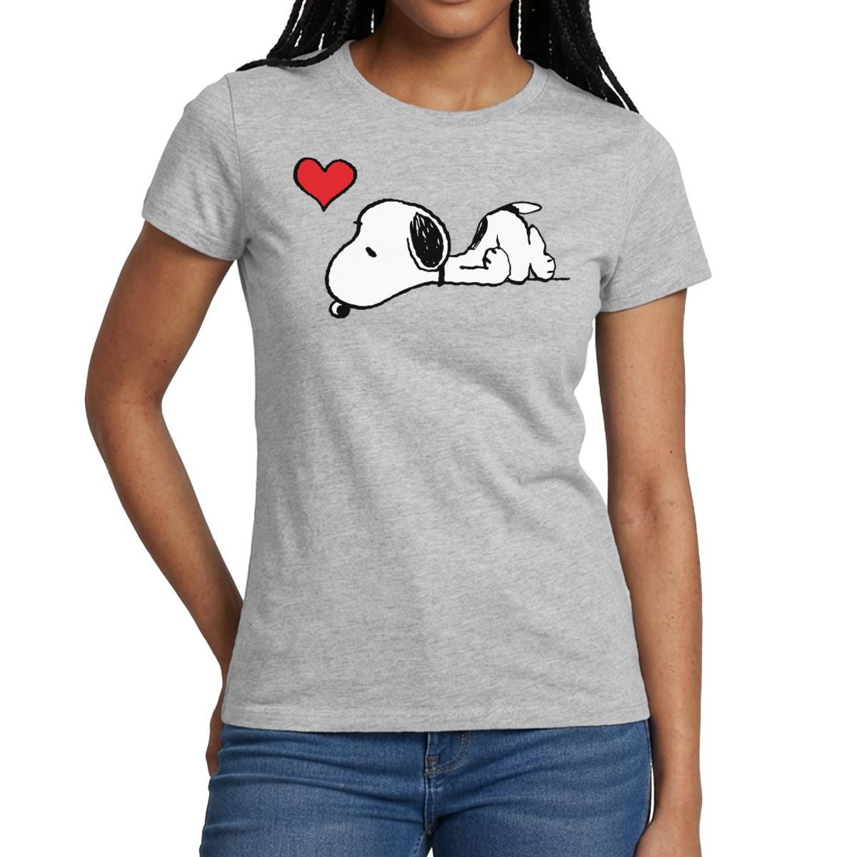 Spreadshirt T-Shirt Peanuts Snoopy Liebe Herz Love Frauen T-Shirt (1-tlg) Slim Fit, fällt klein aus