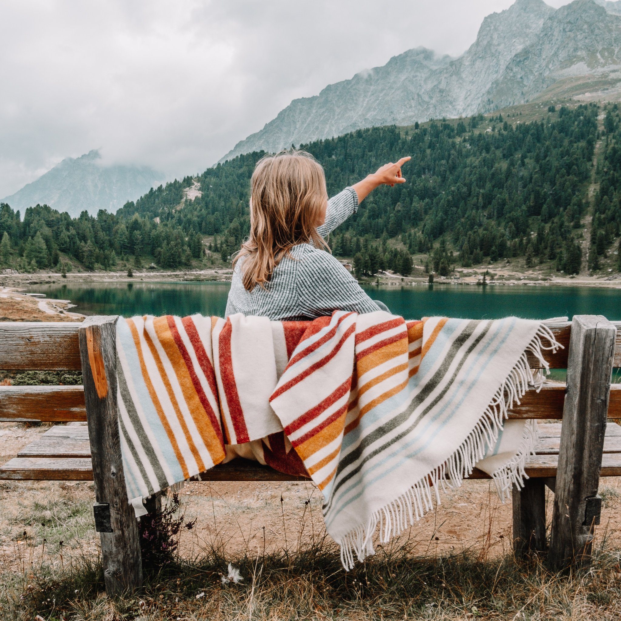 Plaid PRÄRIE, Steppenwolle, Nachhaltige Wolldecke bunt 130x200cm, Made in EU aus 100% Schurwolle