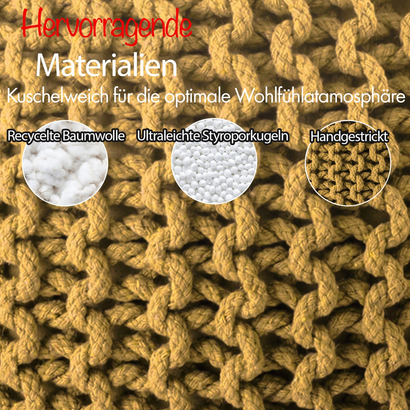 ELYFLAIR Pouf ELYFLAIR® Handgestrickter Pouf aus günstig online kaufen