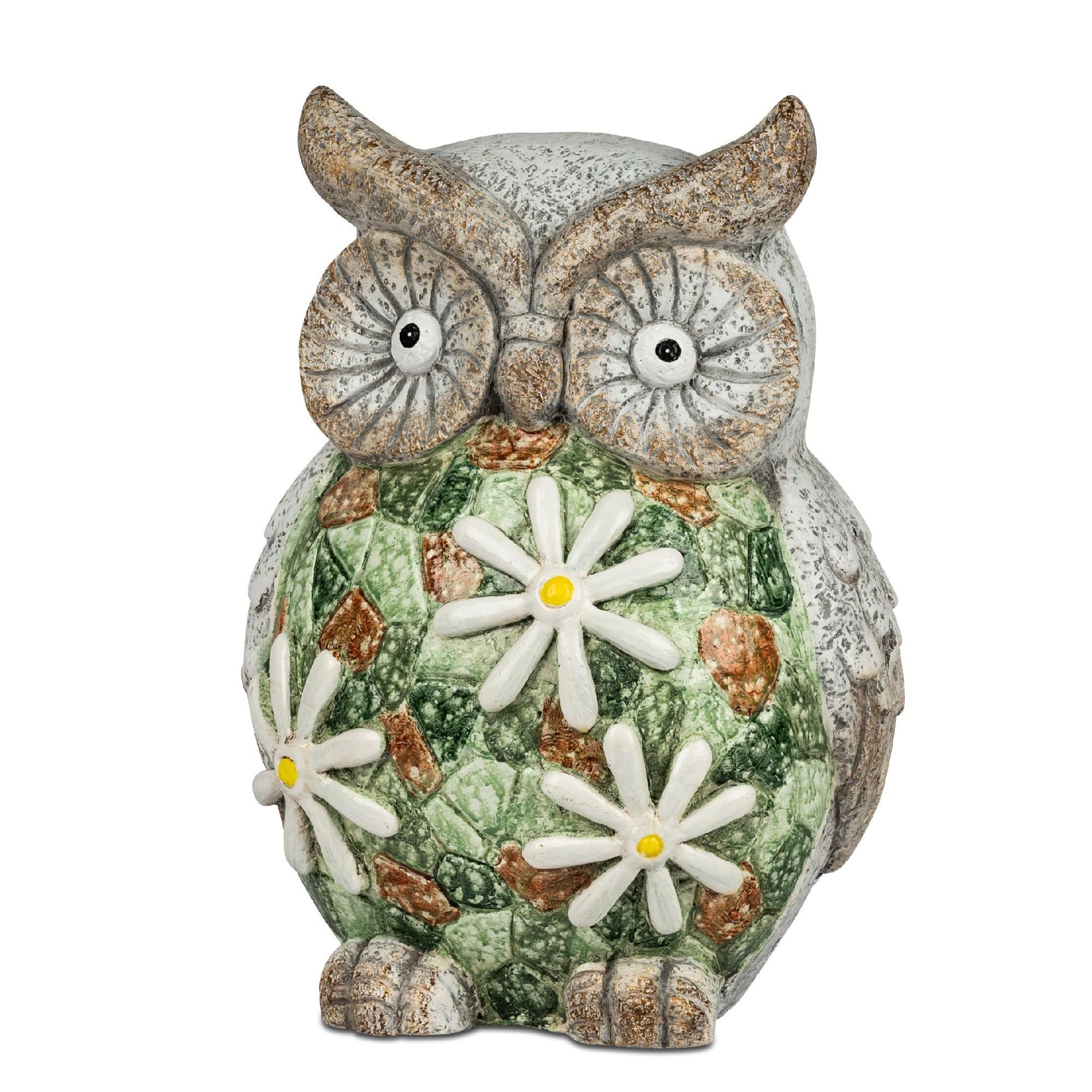 formano Dekofigur Mosaik Flower, Höhe: 31cm, Farbe: Grau, Motiv: Eule