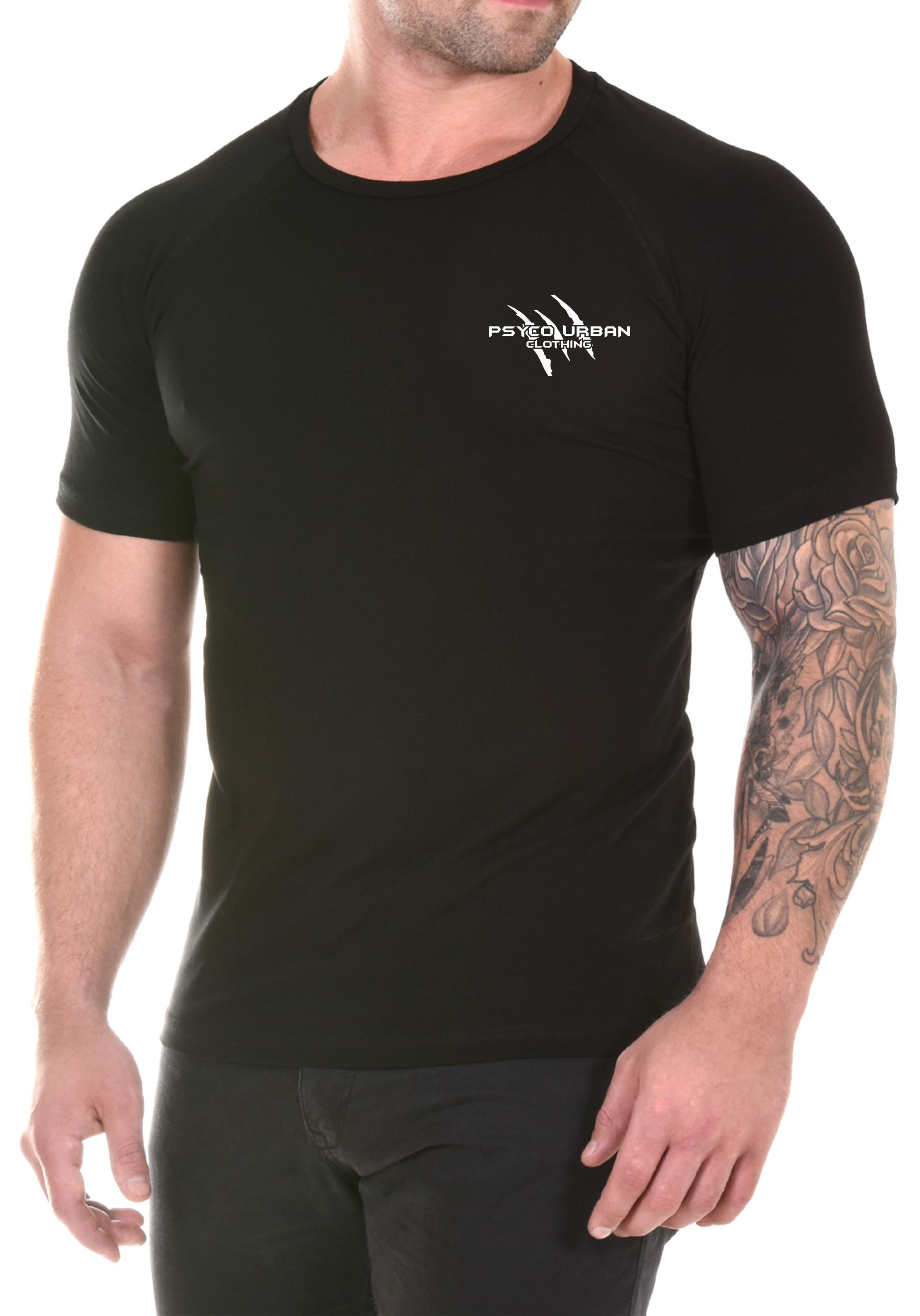 Psycho Urban Print-Shirt (Set) Basic Fitness T-Shirt im Doppelpack