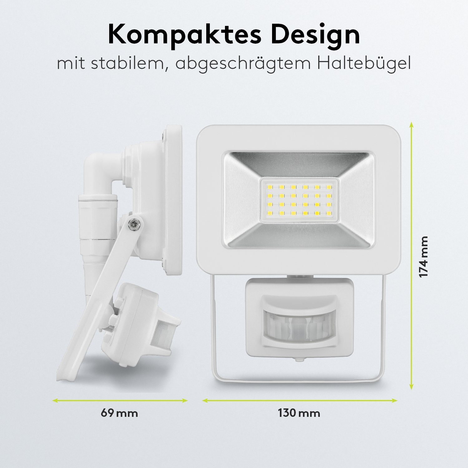 Goobay LED Flutlichtstrahler LED Außenstrahler mit Bewegungsmelder 20 W Scheinwerfer, LED fest integriert, Neutralweiß, 4000 K / 1700 lm / M16 Kabelverschraubung / Weiß