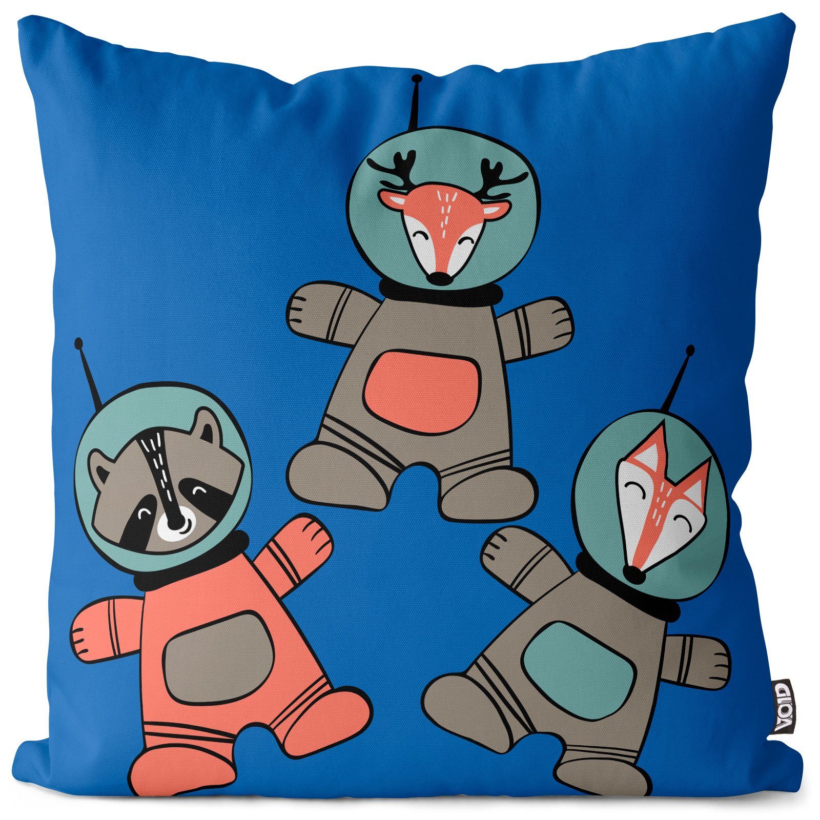 Kissenbezug, VOID (1 Stück), Sofa-Kissen Astronauten Tiere Kissenbezug Weltall Spielzeug Kinder Fuchs Reh Rentier Waschb