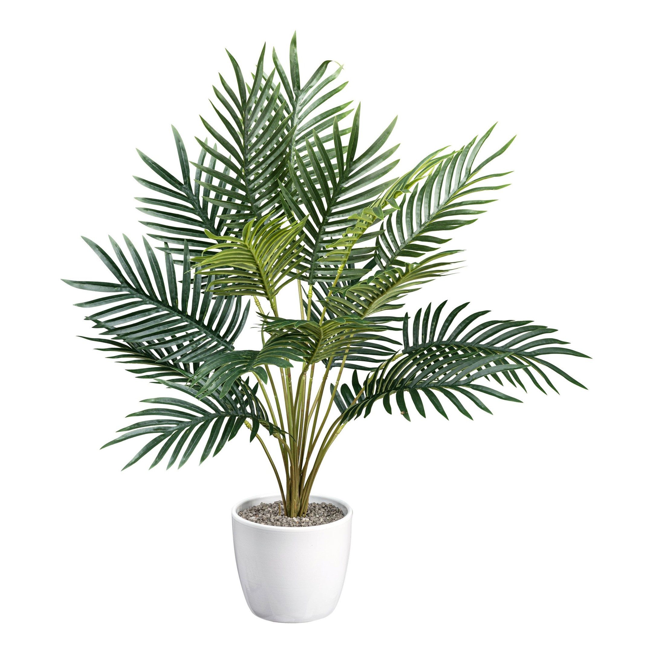 Kunstpalme Arecapalme grün, ca 60cm Kunststoff im Keramiktopf 13cm weiss