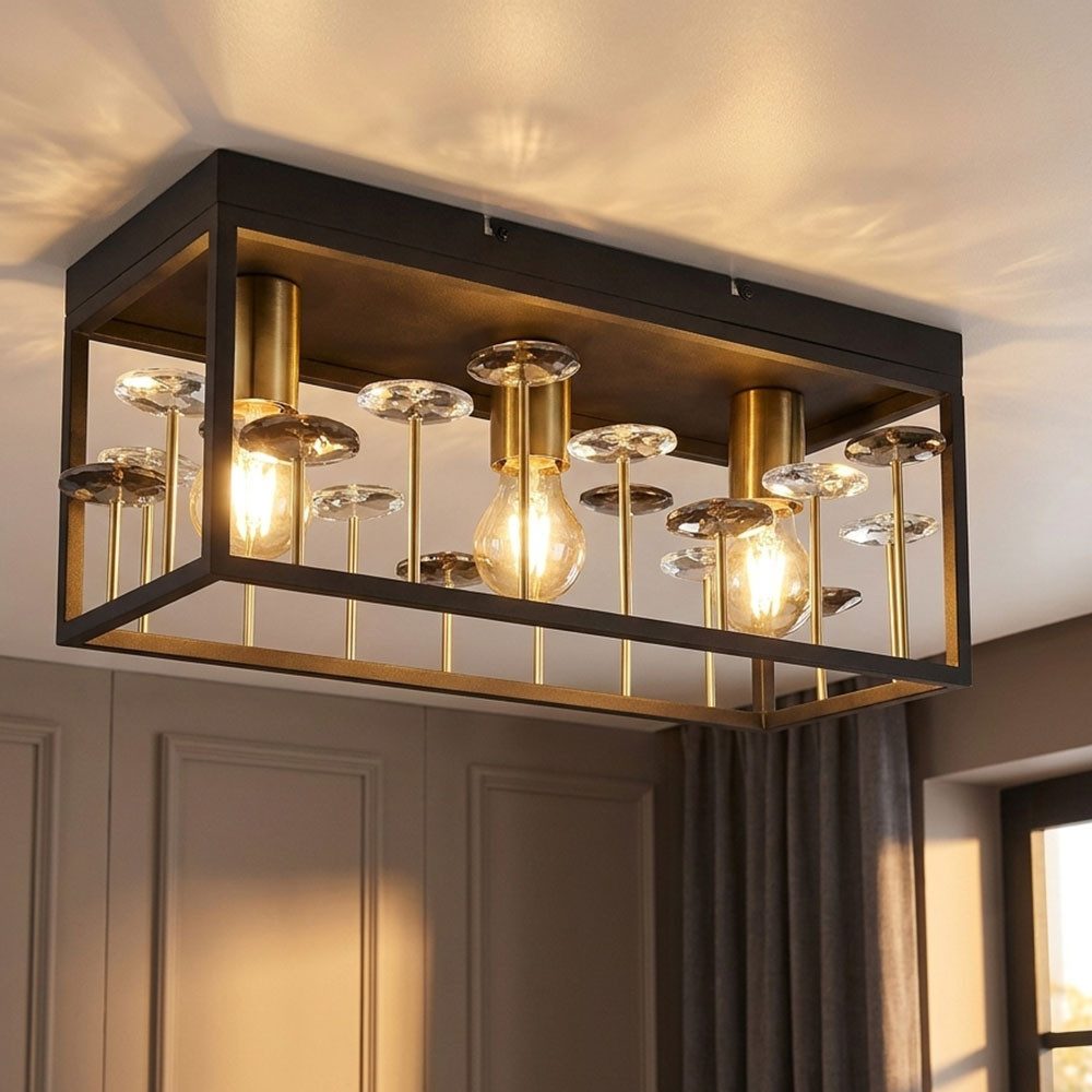 GLOBO LIGHTING LED Deckenleuchte, Leuchtmittel inklusive, Warmweiß, LED Deckenlampe Deckenleuchte Wohnzimmerlampe 3-flammig schwarz L45cm