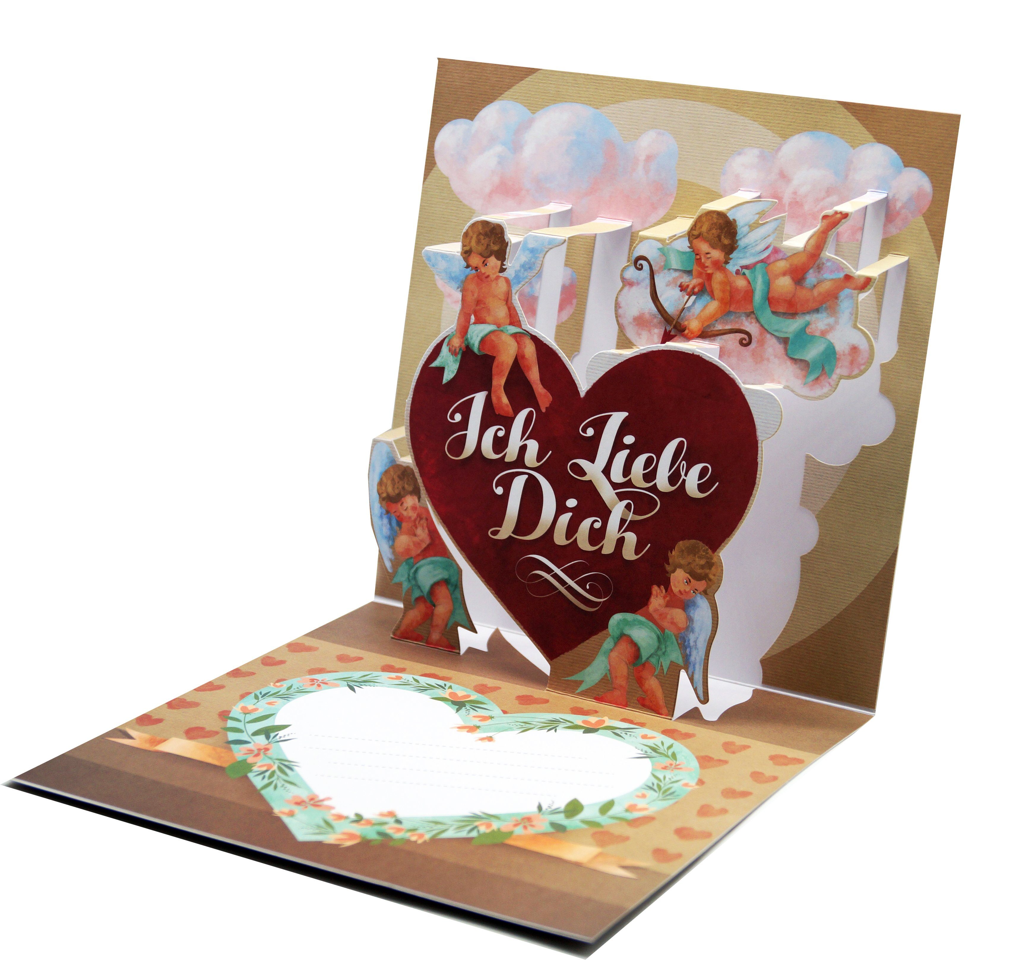 Glückwunschkarte Popup Karte 3D Karte - Außergewöhnliche Grußkarten zum Valentinstag - Geschenkideen, ideal für Gutscheine & Geldgeschenke - Für Kinder & Erwachsene Love/Valentinstag