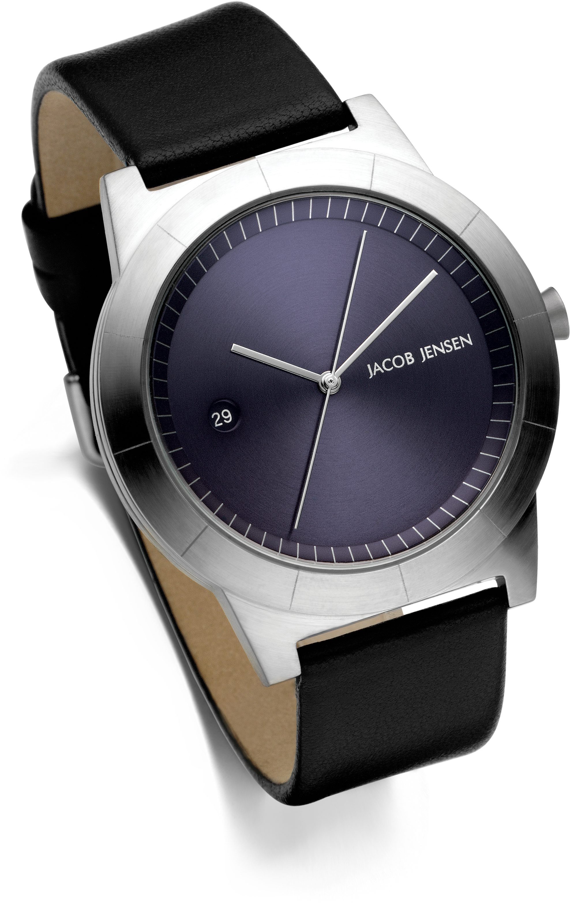 Jacob Jensen Quarzuhr Ascent 141, Armbanduhr, Herrenuhr, Lederarmband, analog, Tag