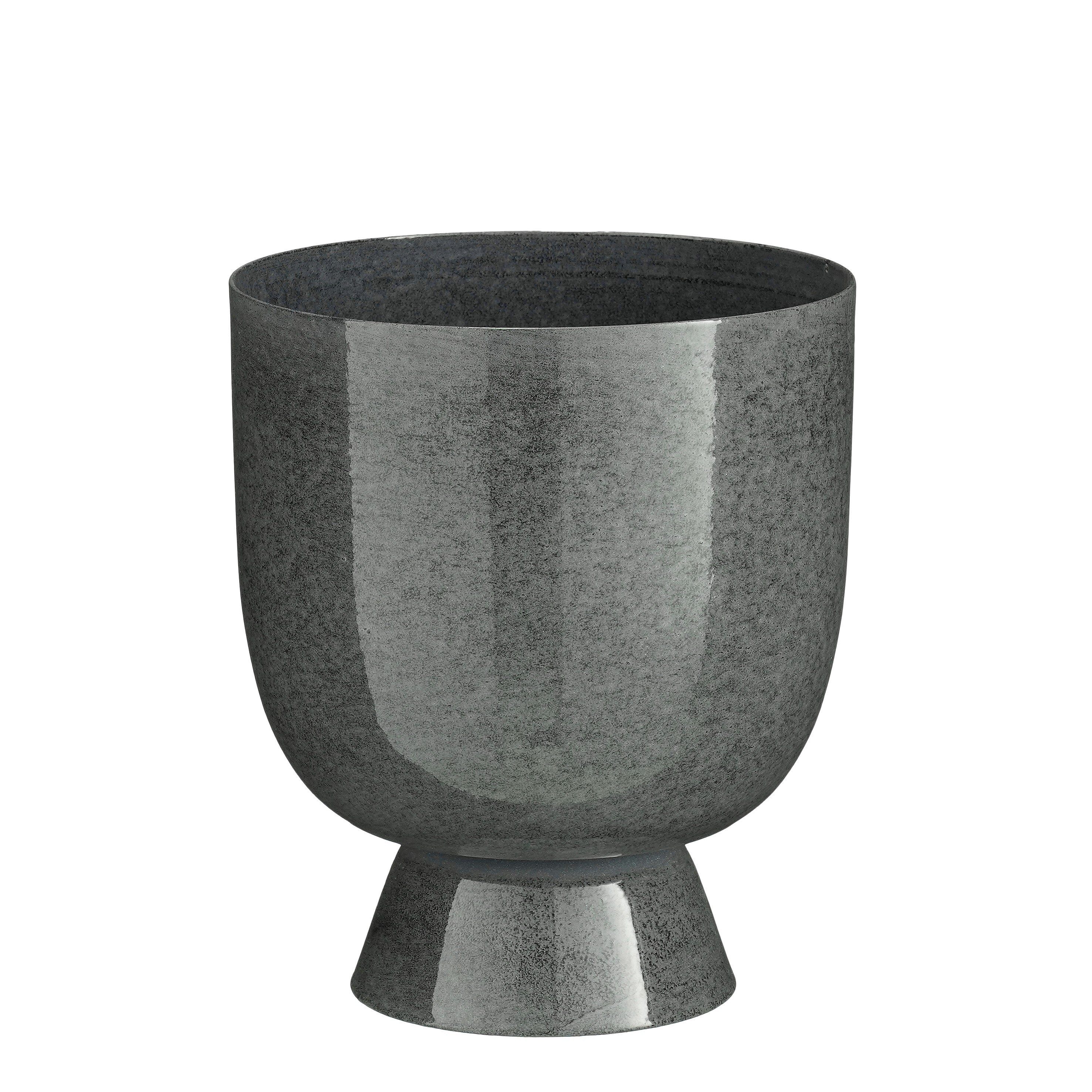 Mica Decorations Blumentopf Mica Decorations James Topf rund auf Fuss grau - h22xd19cm