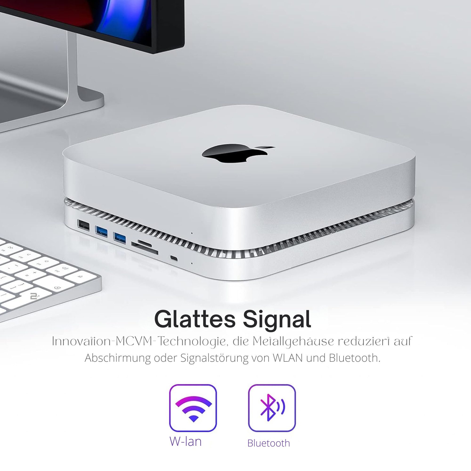 Vivitar 7-in-1 USB-Hub für Mac Mini M1 mit 2-in-1-HDD/SSD-Gehäuse, USB-Adapter Multiport-USB-C-Hub mit stabiler Verbindung und hoher Leistun zu, Plug-and-Play-Multiport-Adapter, Aluminiumdesign, ideal für Homeoffice, Büro, Multimedia, Backups und die Nutzung externer Festplatten, 2,5Zoll-SATA-Festplattengehäuse, 2× USB 3.0, USB 2.0, Kartenleser