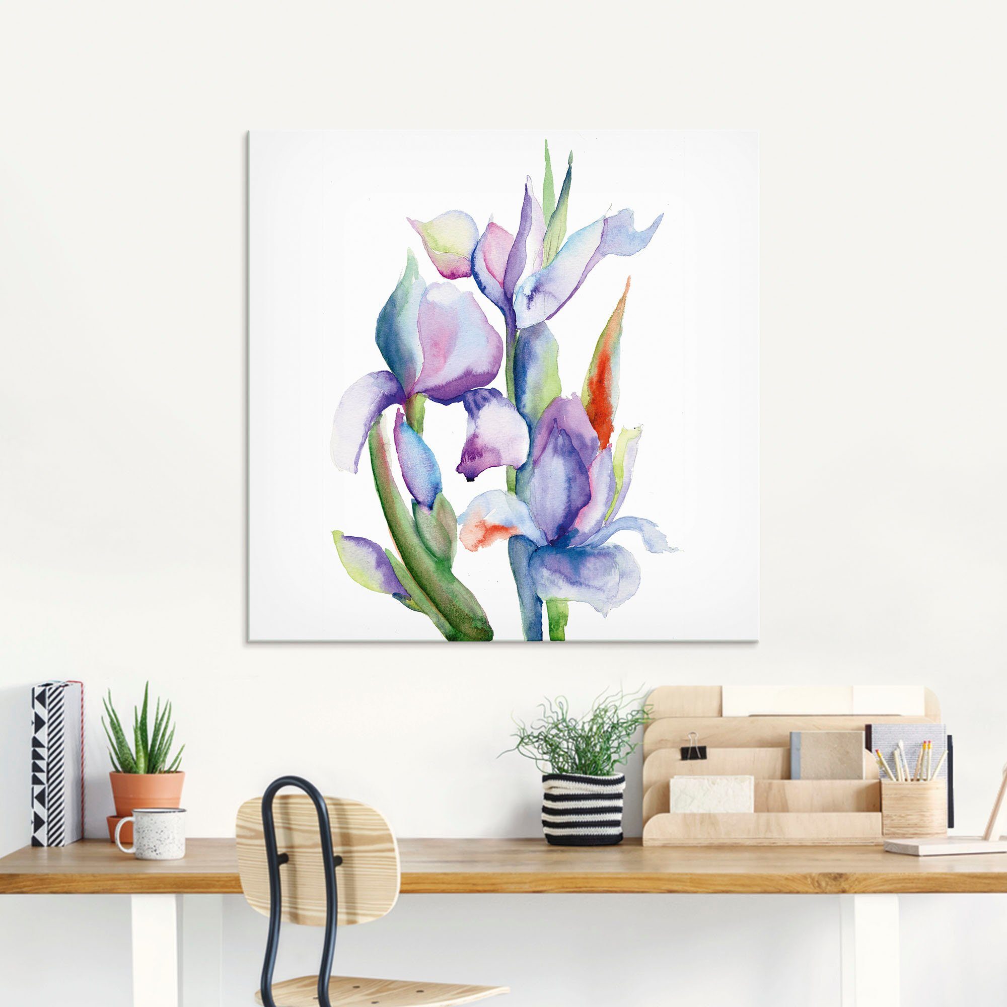 Glasbild St), Artland in (1 Größen Iris, Blumen verschiedenen