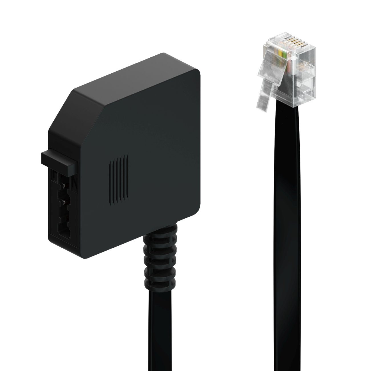 deleyCON deleyCON 0,2m Telefon Adapter RJ11 Stecker 6P4C auf TAE-F Buchse Netzwerk-Adapter