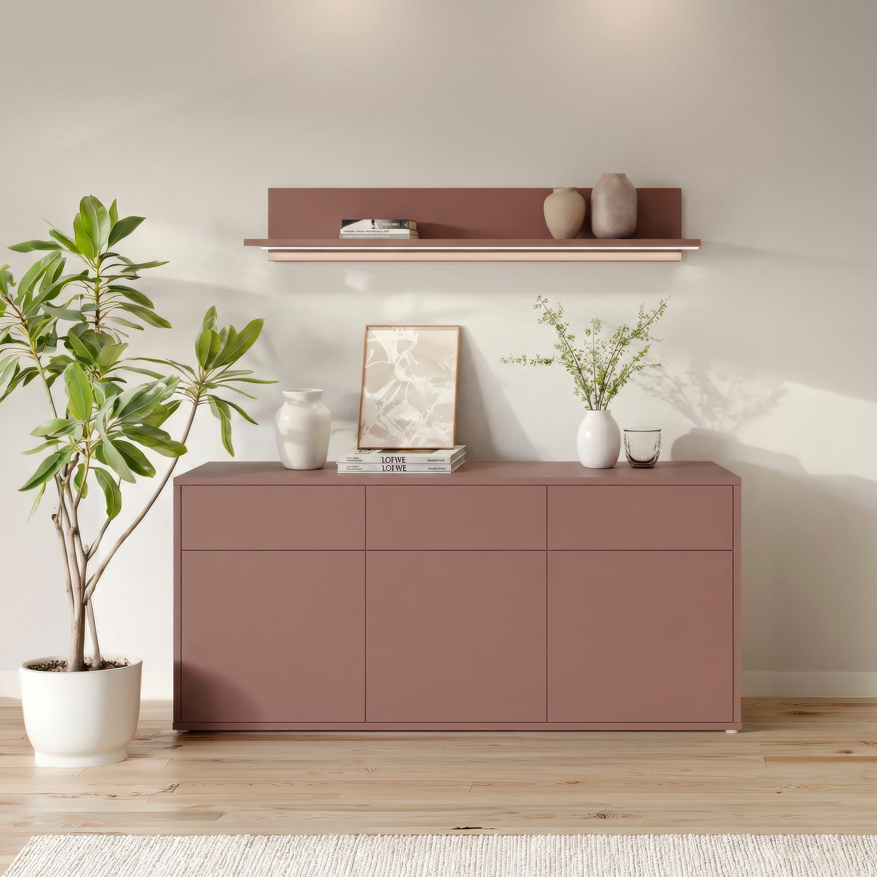 FORTE Sideboard Alice Springs, Sideboard, Breite 184,2 cm, viel Stauraum, Schubkästen mit Vollauszug, Push to open, grifflos