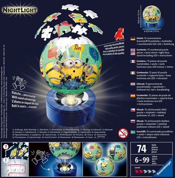 Ravensburger Puzzleball »Nachtlicht Minions 2«, 72 Puzzleteile, mit Leuchtsockel inkl. LEDs; FSC® - schützt Wald - weltweit
