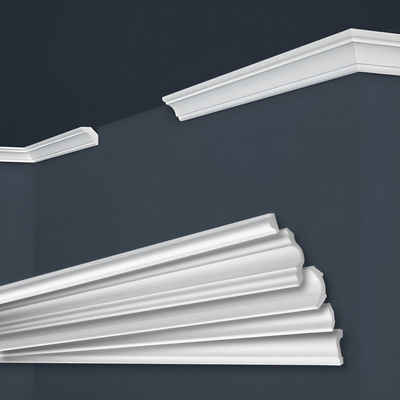 marbet design Stuckleiste E-23, Innen- & Außenecke (1 Stück), XPS Styropor weiß - Deckenleisten Deckenabschlussleisten E-Leisten - (Innen- & Außenecke E-23)