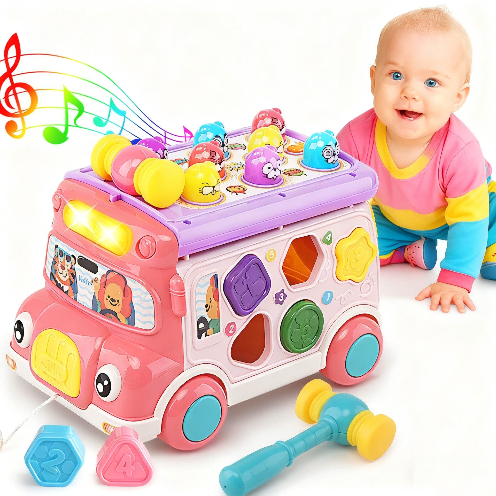 CLTYQ Spielzeug-Bus Babyspielzeug, interaktive Musikbusse, frühkindliche Bi günstig online kaufen
