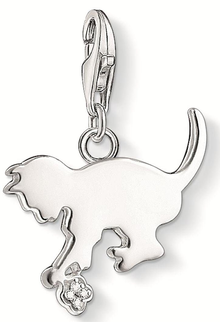THOMAS SABO Charm-Einhänger Kätzchen-Design, Diamantsplitter