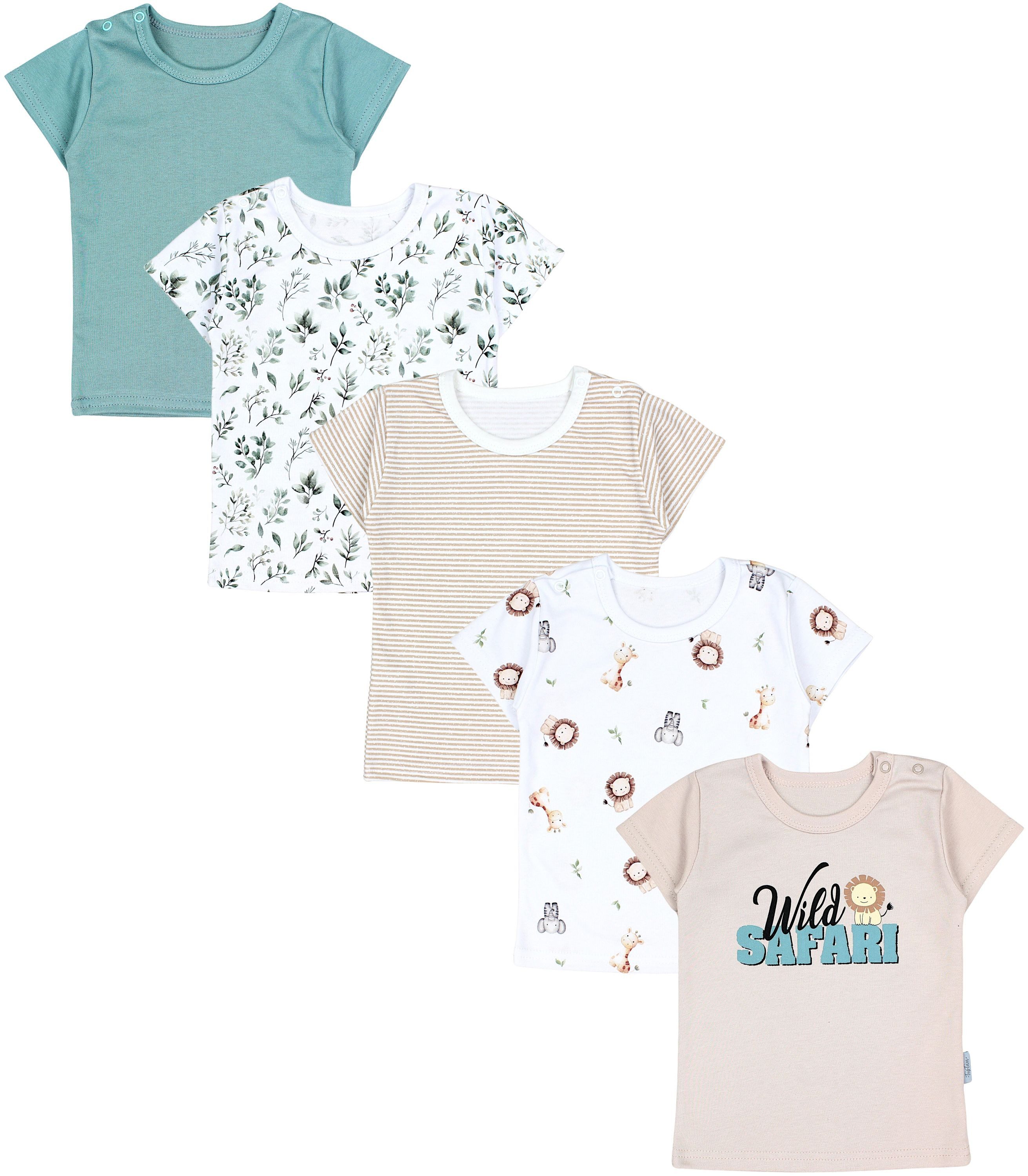 Tiersafari Blätter Salbei Beige Streifen