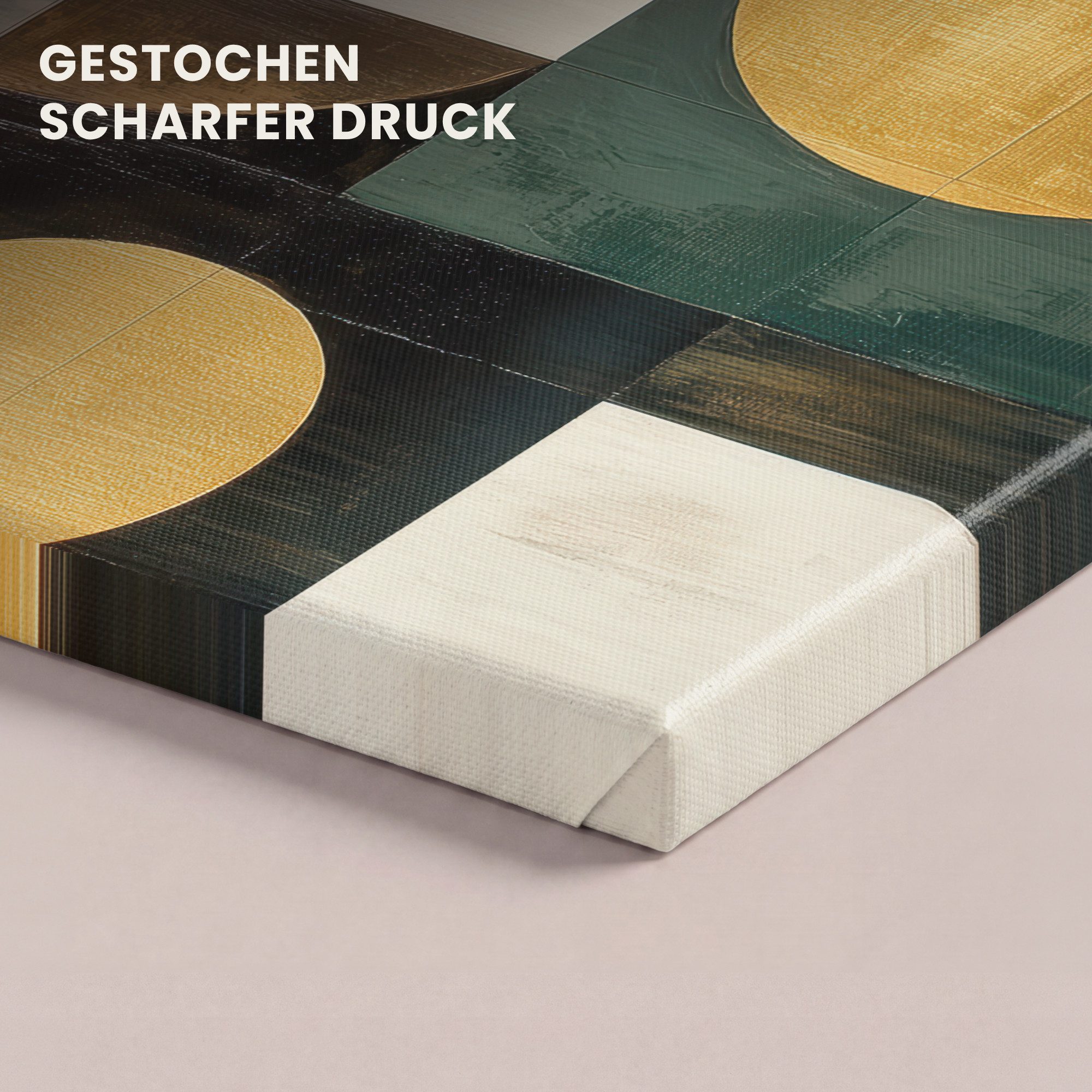 OneMillionCanvasses® Leinwandbild Abstrakt - Gold - Bronze - Formen - Geometrisch, Fotodruck (1 St), Leinwand Bilder Klein, Wand Dekoration Aesthetic 30x20 cm – Bild 3 von 5