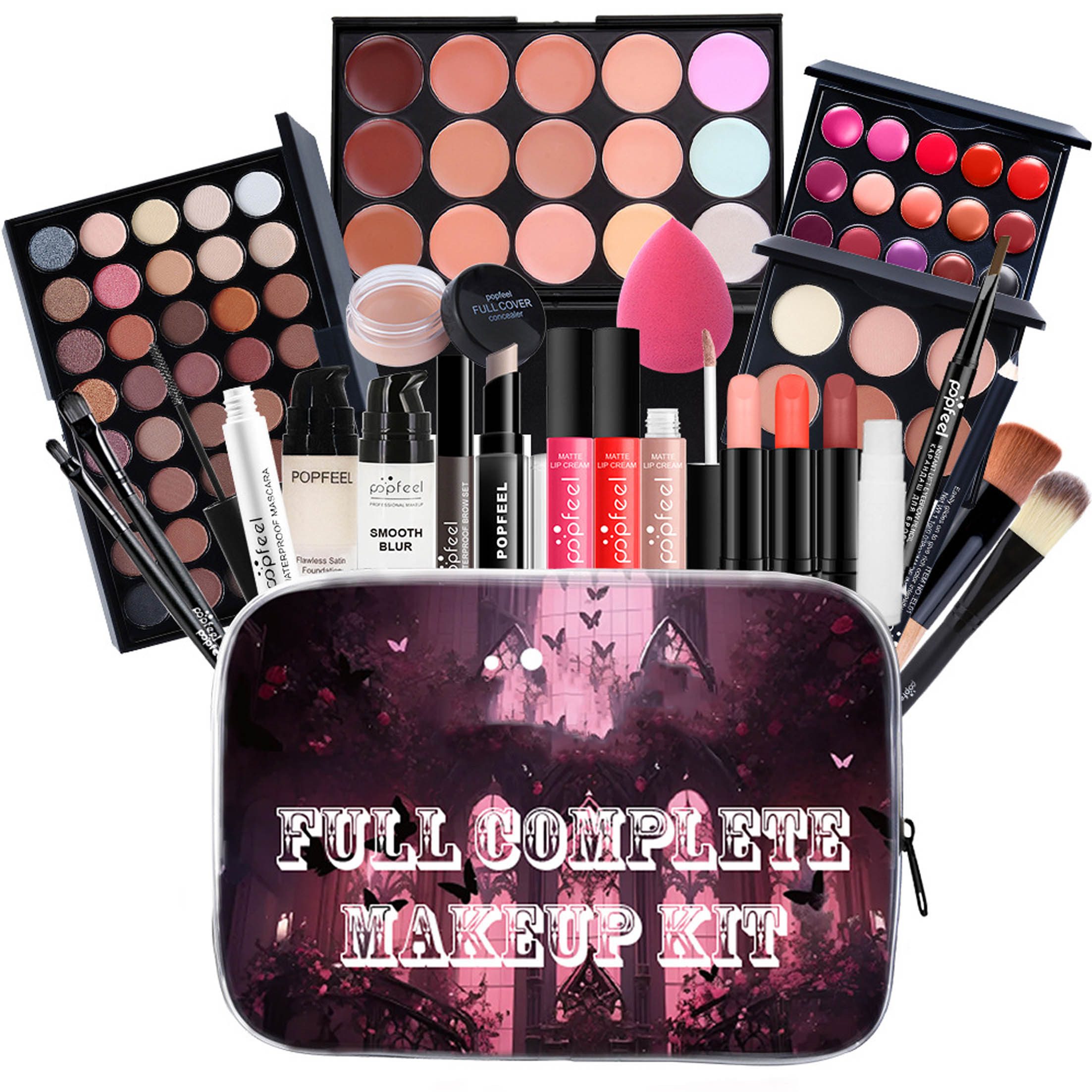 KINSI Make-up Set Make-up Set, Kosmetik Set, Schminkset, Komplettes Augen Make-up Set, Enthält Foundation, Concealer, Augenbrauenstift, Lidschatten und Puder