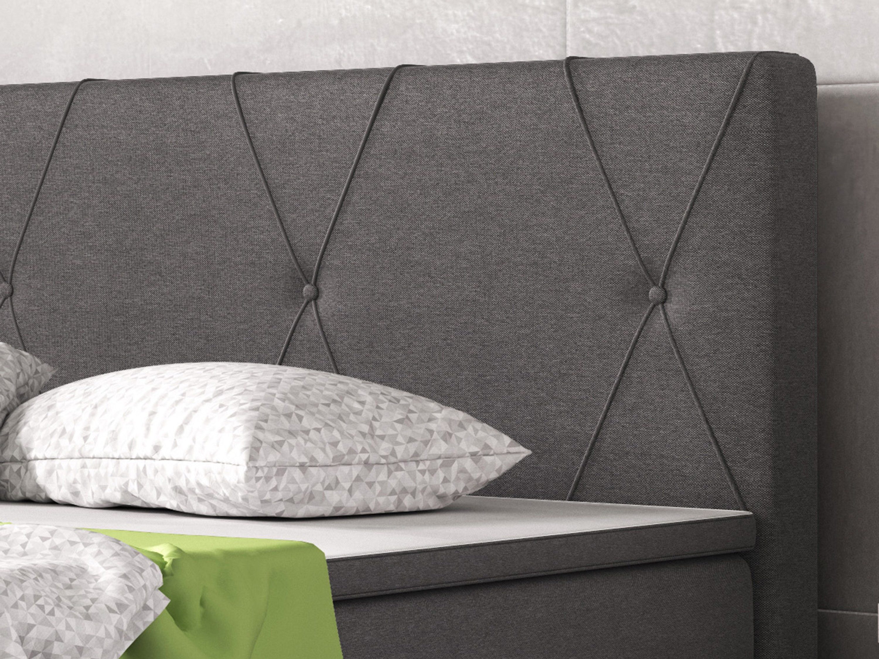 inter Boxspringbett Boston 140x200 cm –7-Zonen-Taschenfederkern H3 Matratzen – inkl.Topper, inkl. Topper und Matratze