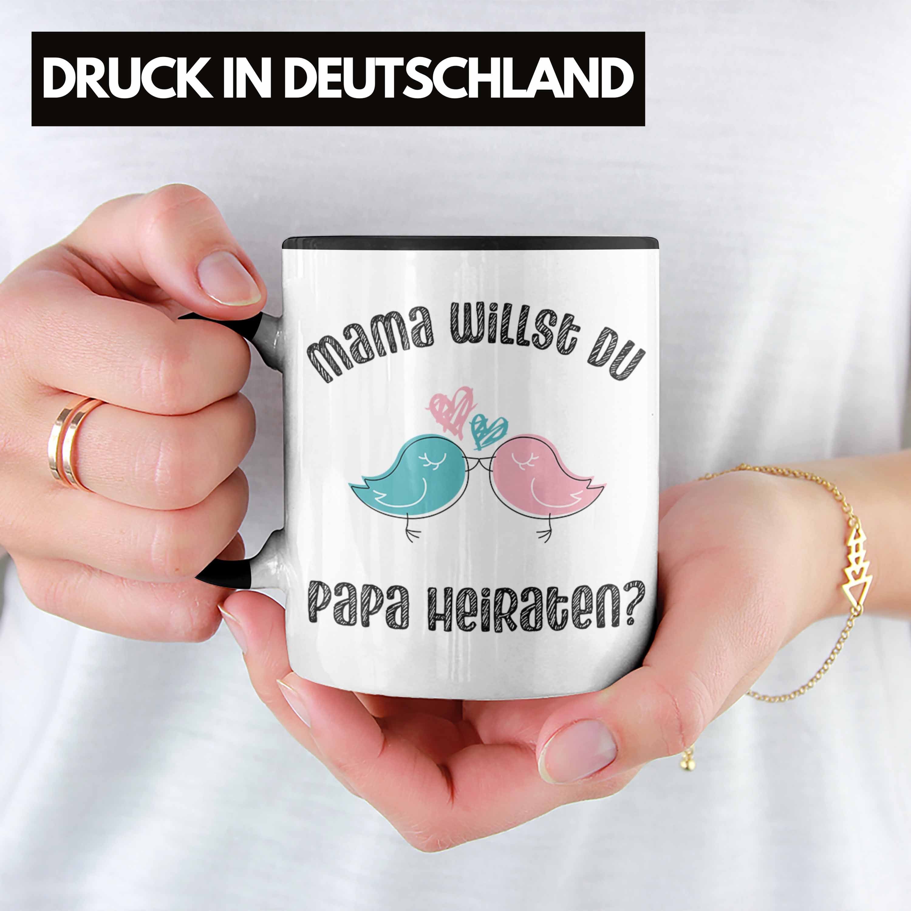 Trendation Tasse Kinder Lustig Heiratsantrag Heiratsantragsgeschenk Idee Trendation Frau Gechenke - Überraschung Verlobung Tasse Schwarz Mann Heiraten