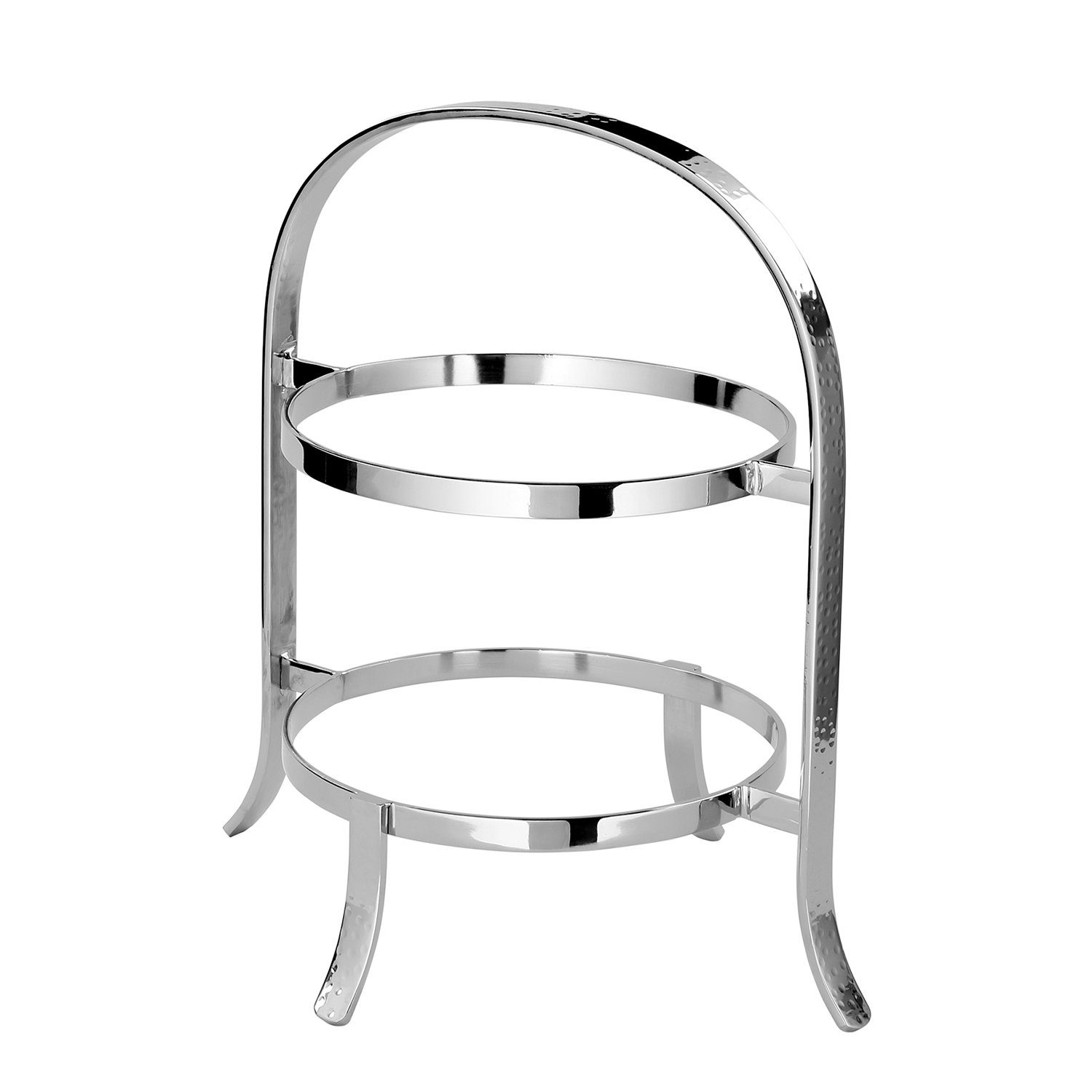 Fink Dekoetagere 2er Telleretagere PLATE - silberfarben - Aluminium - H.33cm x B.31cm (1 St., 1 Stück), vernickelt - gehämmert - lebensmittelecht - Ring für Teller D. 17 cm