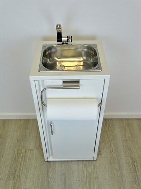 SRM Design Waschbecken Mobiles Waschbecken Spülbecken Weiß mit Küchenrollenhalter