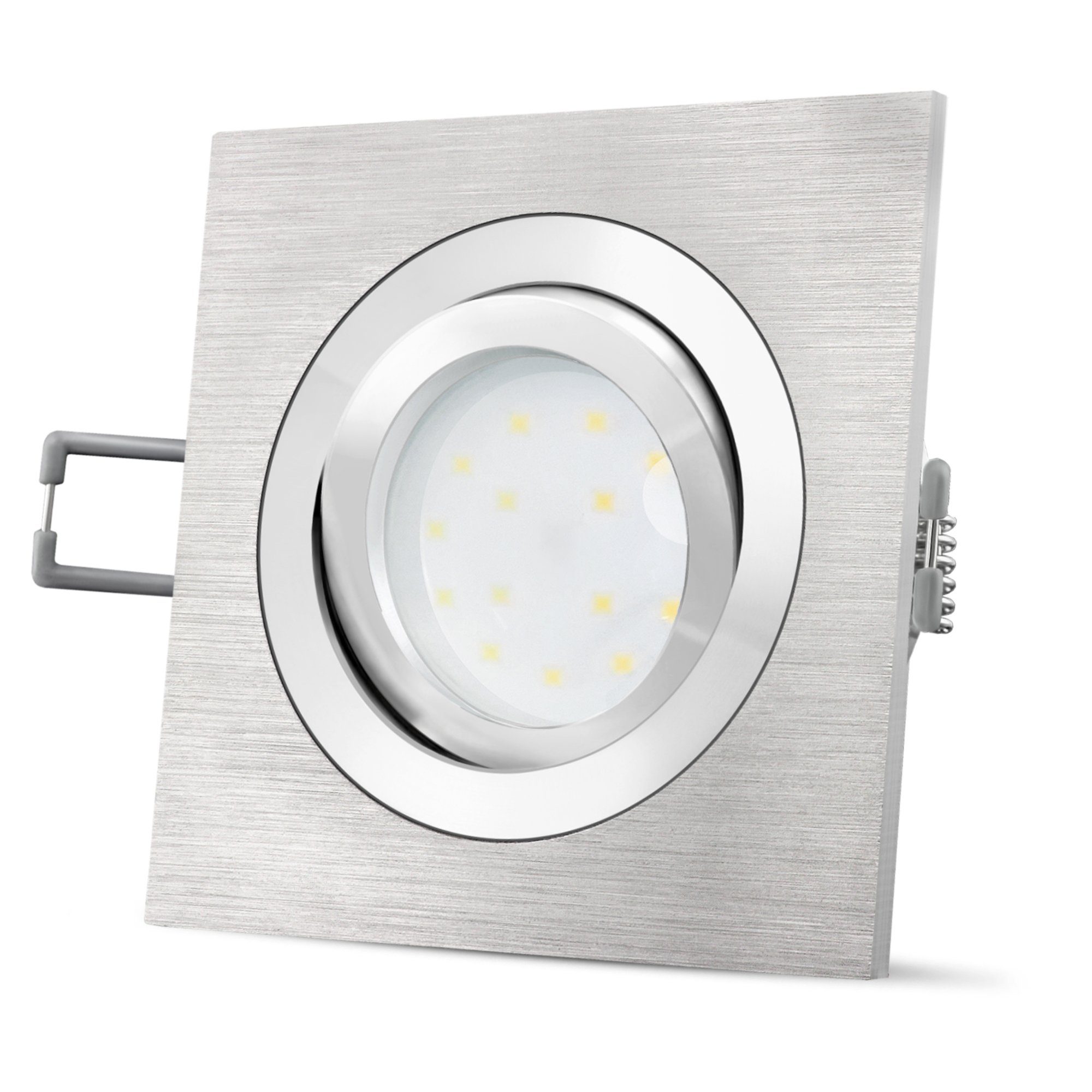 SSC-LUXon LED Einbaustrahler QF-2 LED Einbauleuchte flach, eckig & schwenkbar LED 2W warmweiß 230V, Warmweiß