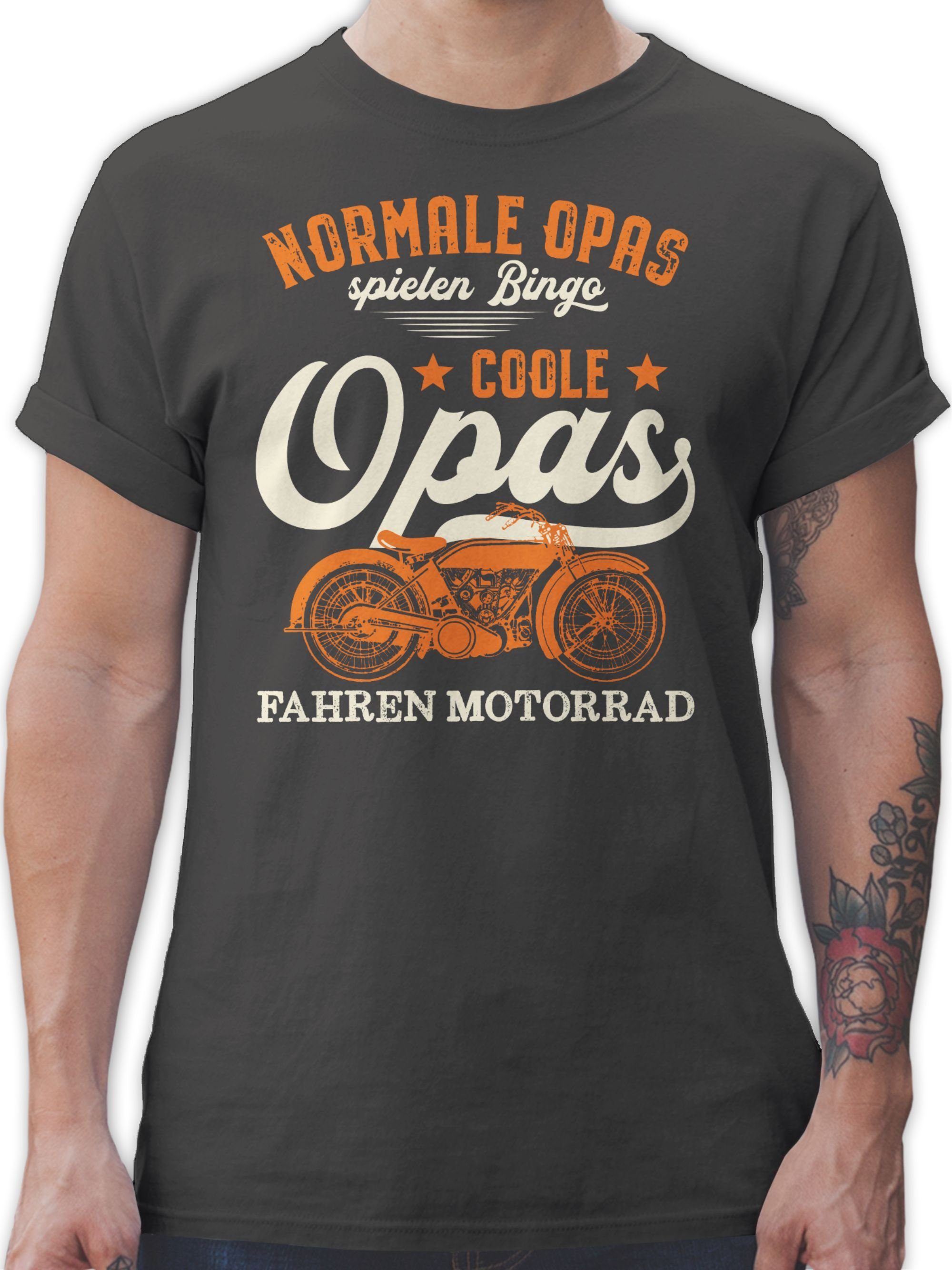 Shirtracer T-Shirt Normale Opas 02 Opa Opas Bingo Coole Dunkelgrau - fahren Motorrad - Geschenke hell spielen