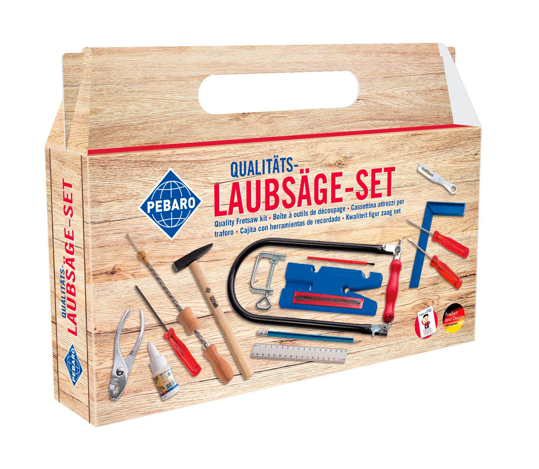 Pebaro Kinder-Werkzeug-Set Laubsägeset: Kunststoffbrettchen + Drillbohrer + Werkzeug, 925P