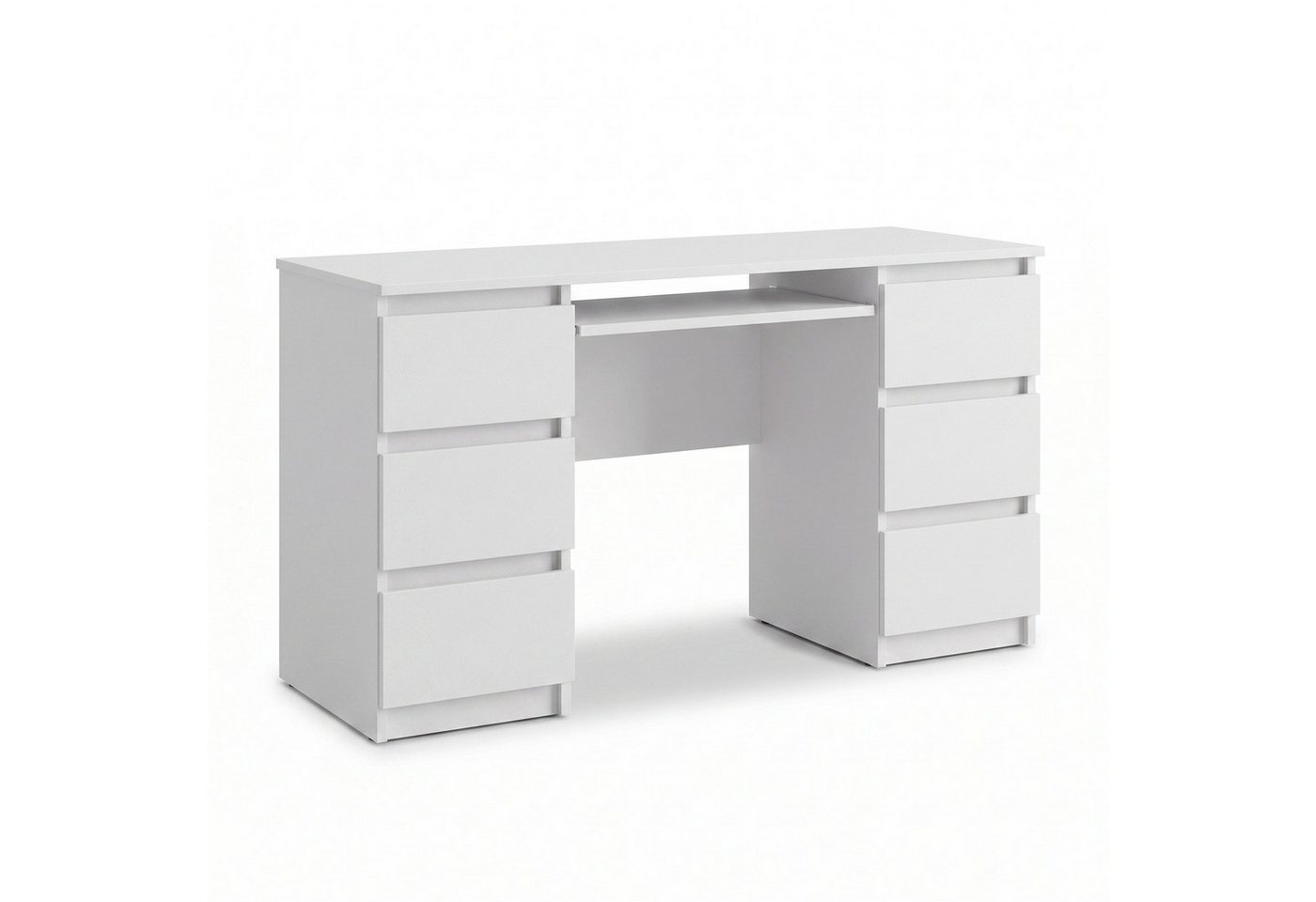 Furnica Schreibtisch CUBA Computertisch/Bürotisch, 6 Schubladen · Weiß Matt